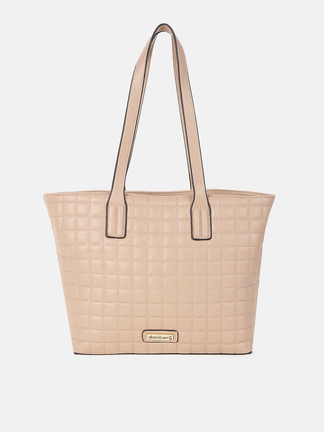 

DressBerry Beige Textured Structured Shoulder Bag