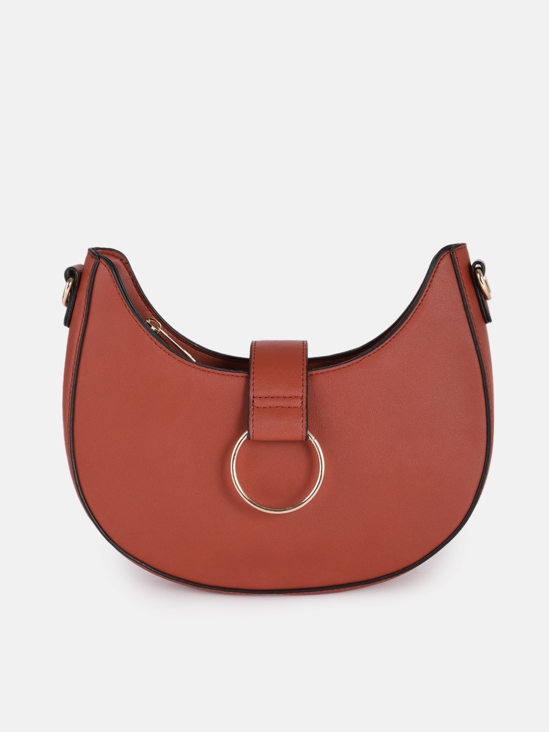 

DressBerry Rust Solid PU Small Half Moon Sling Bag