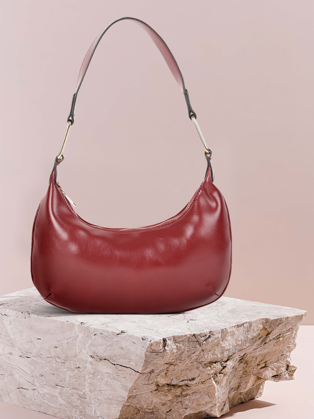 

DressBerry Red PU Structured Shoulder Bag