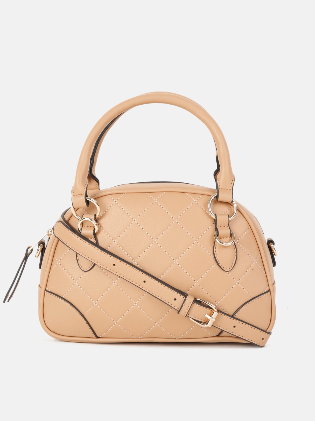 

DressBerry Beige Textured Structured Handheld Bag