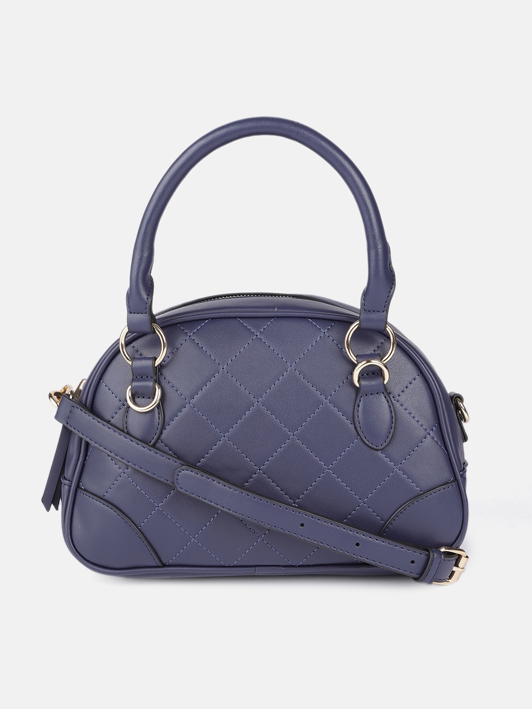 

DressBerry Navy Blue PU Structured Handheld Bag
