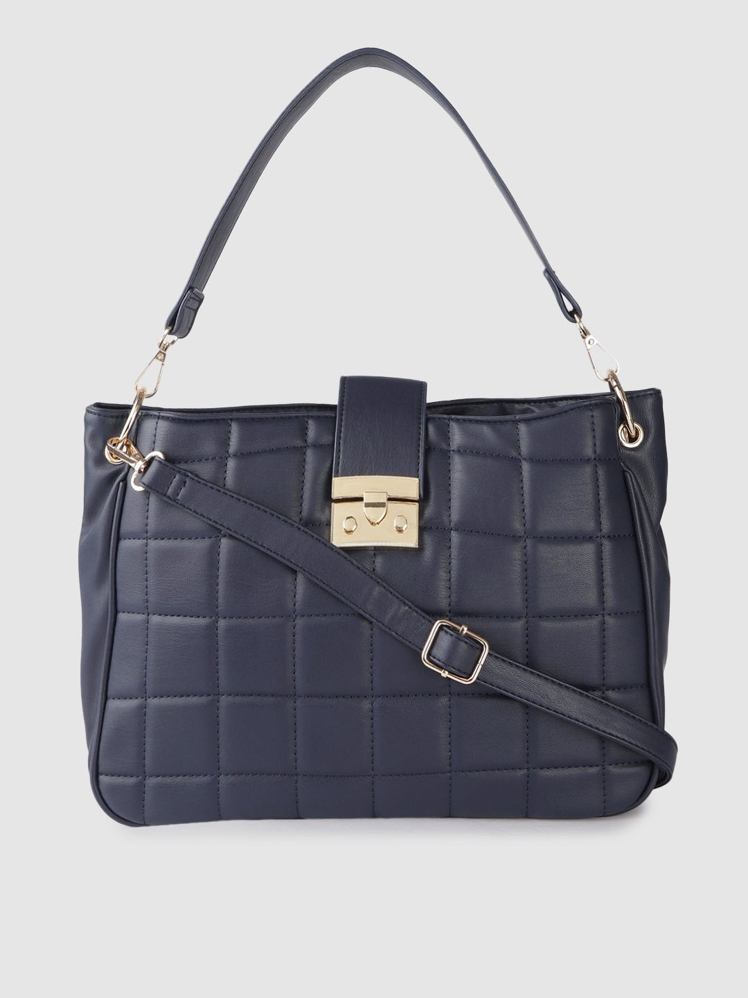 

DressBerry Women Navy Blue Solid Quilted Structured Shoulder Bag