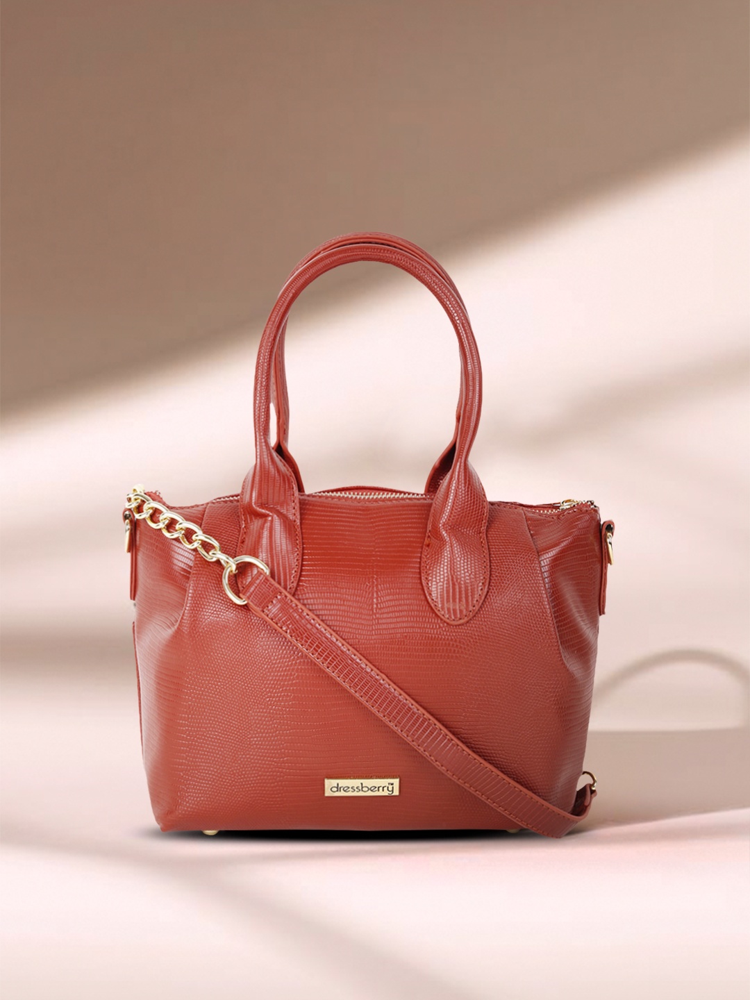 

DressBerry Red PU Structured Handheld Bag