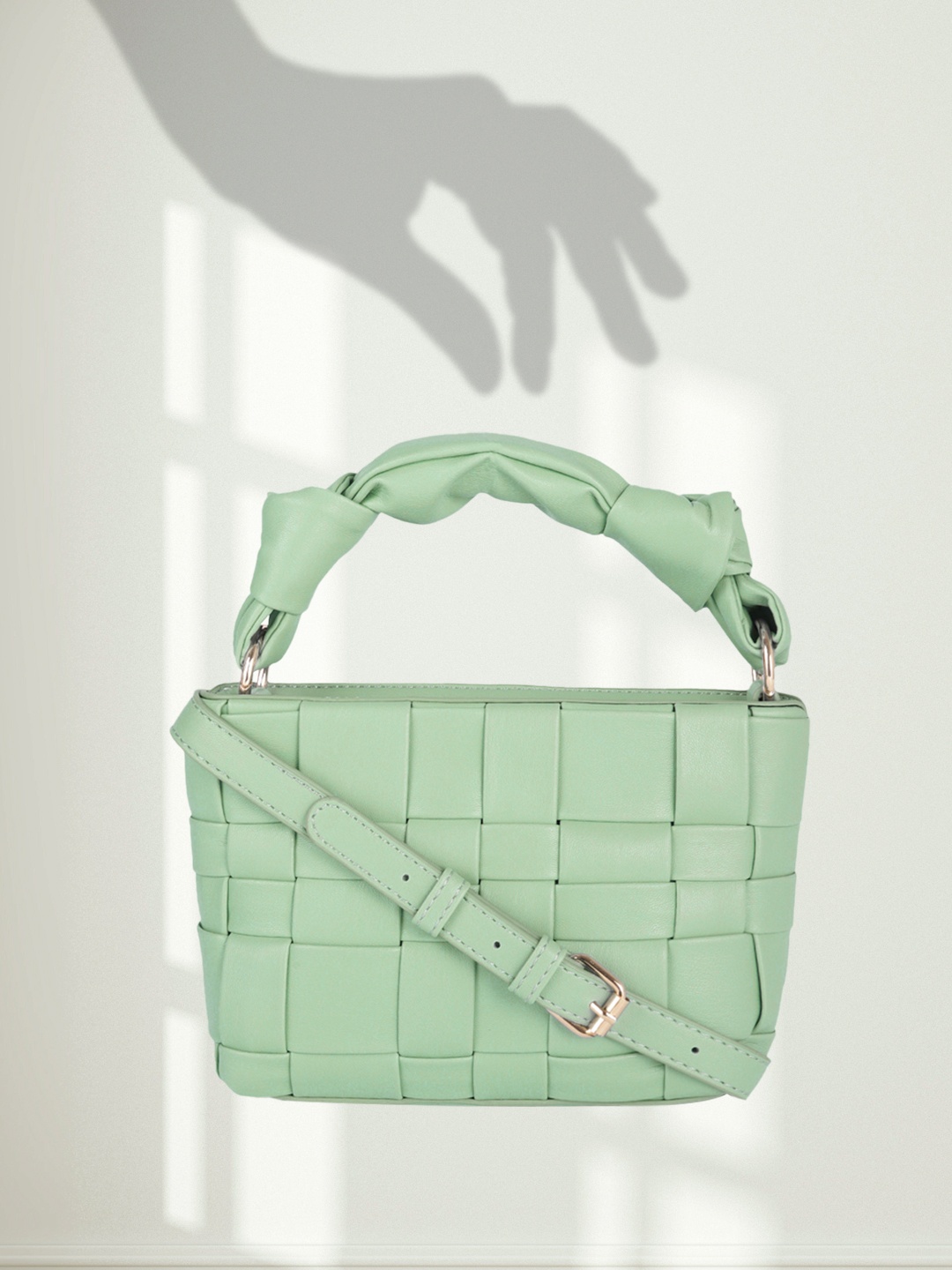 

DressBerry Green Self Design Sling Bag