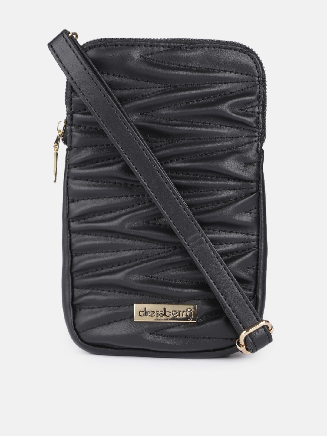 

DressBerry Black Textured PU Structured Sling Bag