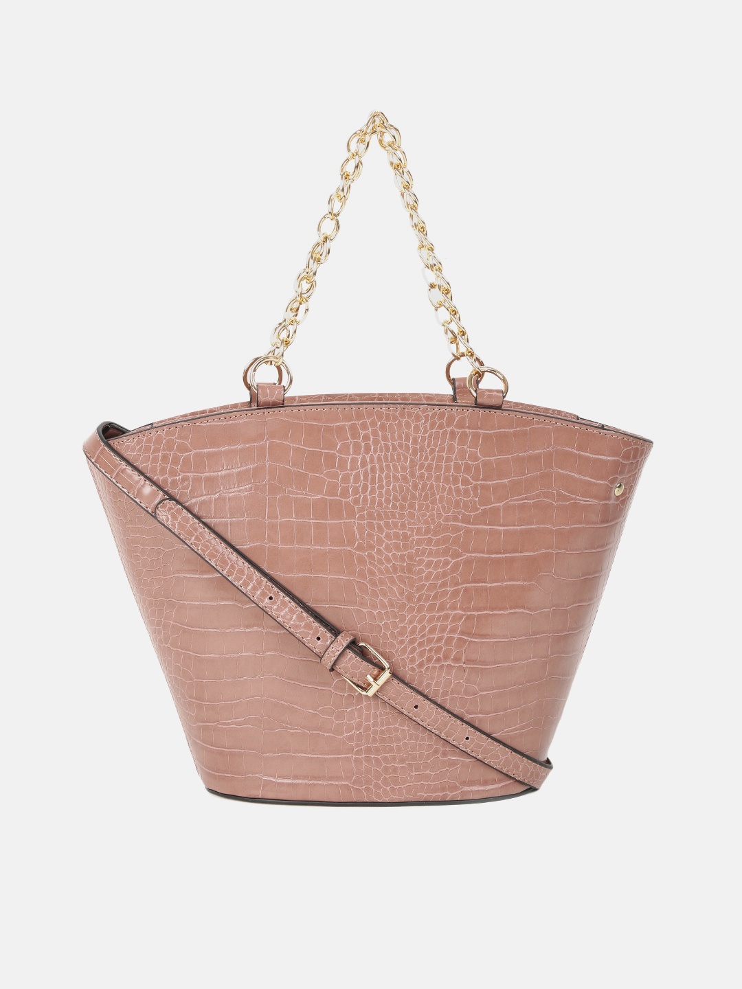 

DressBerry Taupe Animal Textured Oversized Structured Handheld Bag