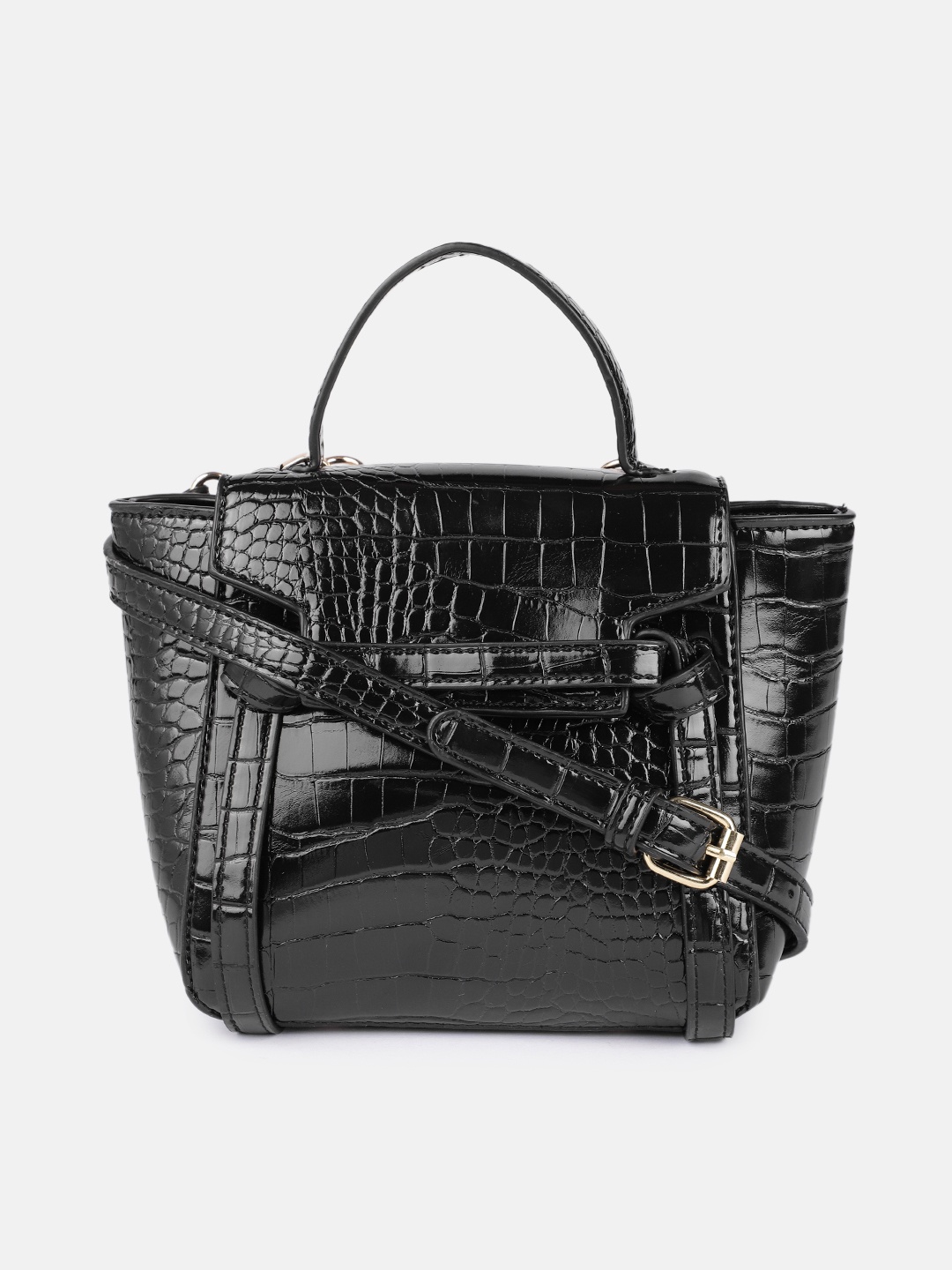 

Mast & Harbour Black Animal Textured Structured Handheld Bag