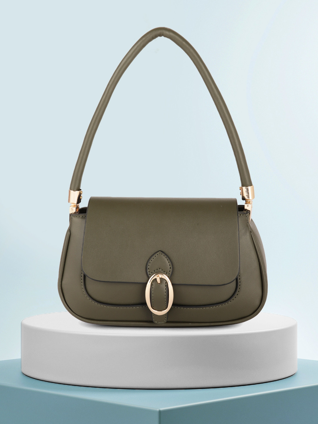 

Mast & Harbour Olive Green Solid Shoulder Bag