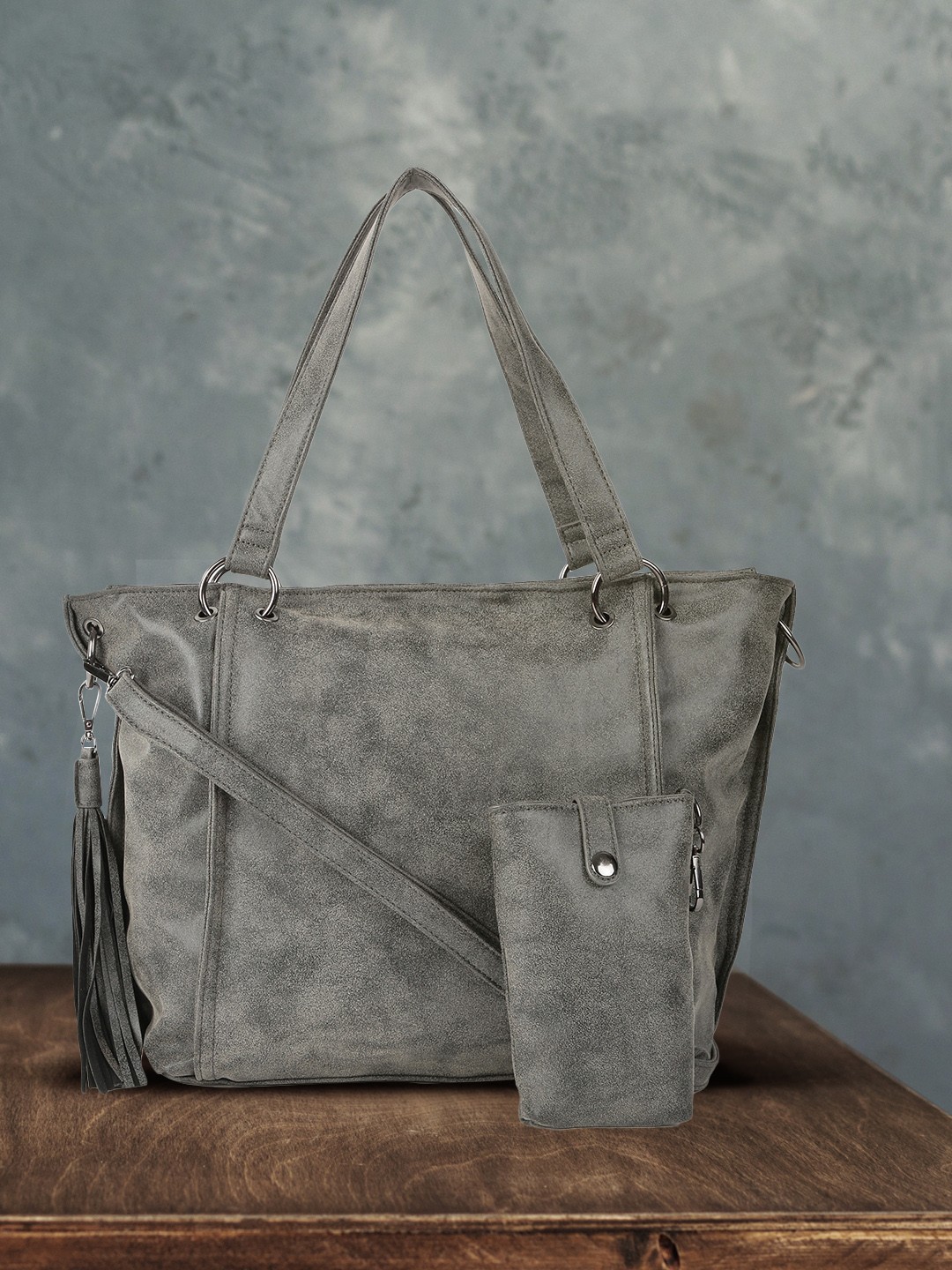 

Roadster Grey Textured Structured Shoulder Bag