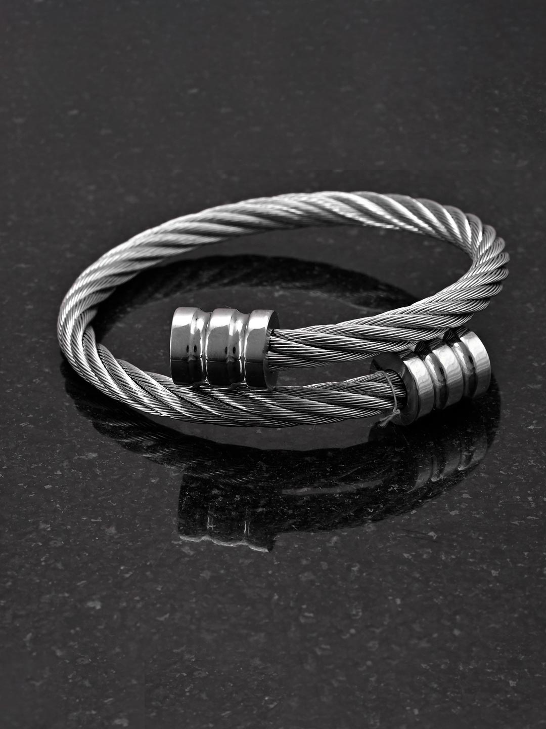 

Tistabene Men Silver-Toned Rhodium-Plated Kada Bracelet
