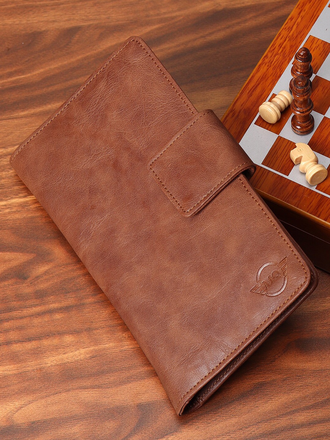 

MUTAQINOTI Unisex Tan Textured PU Passport Holder