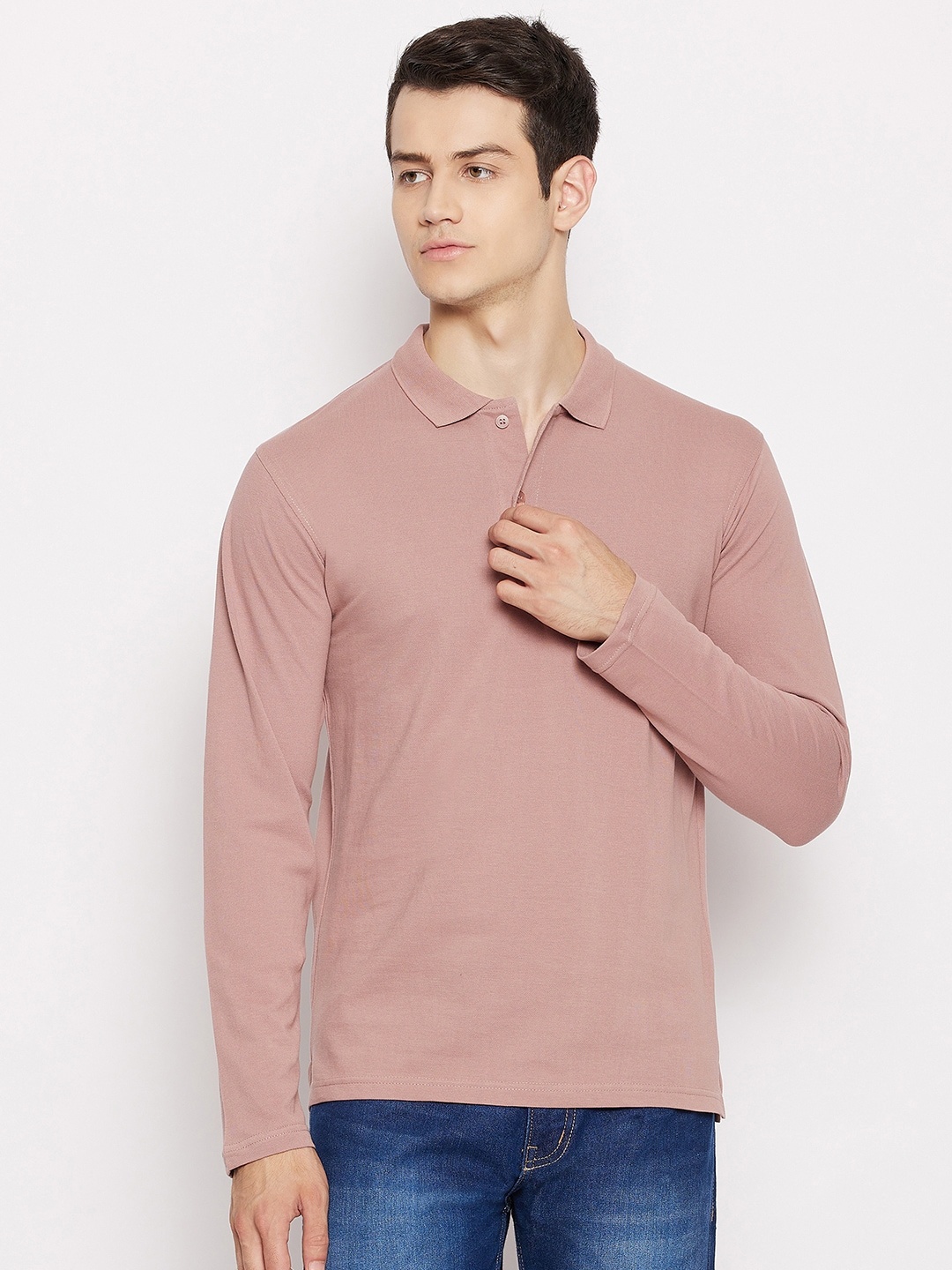 

Okane Men Pink Polo Collar T-shirt