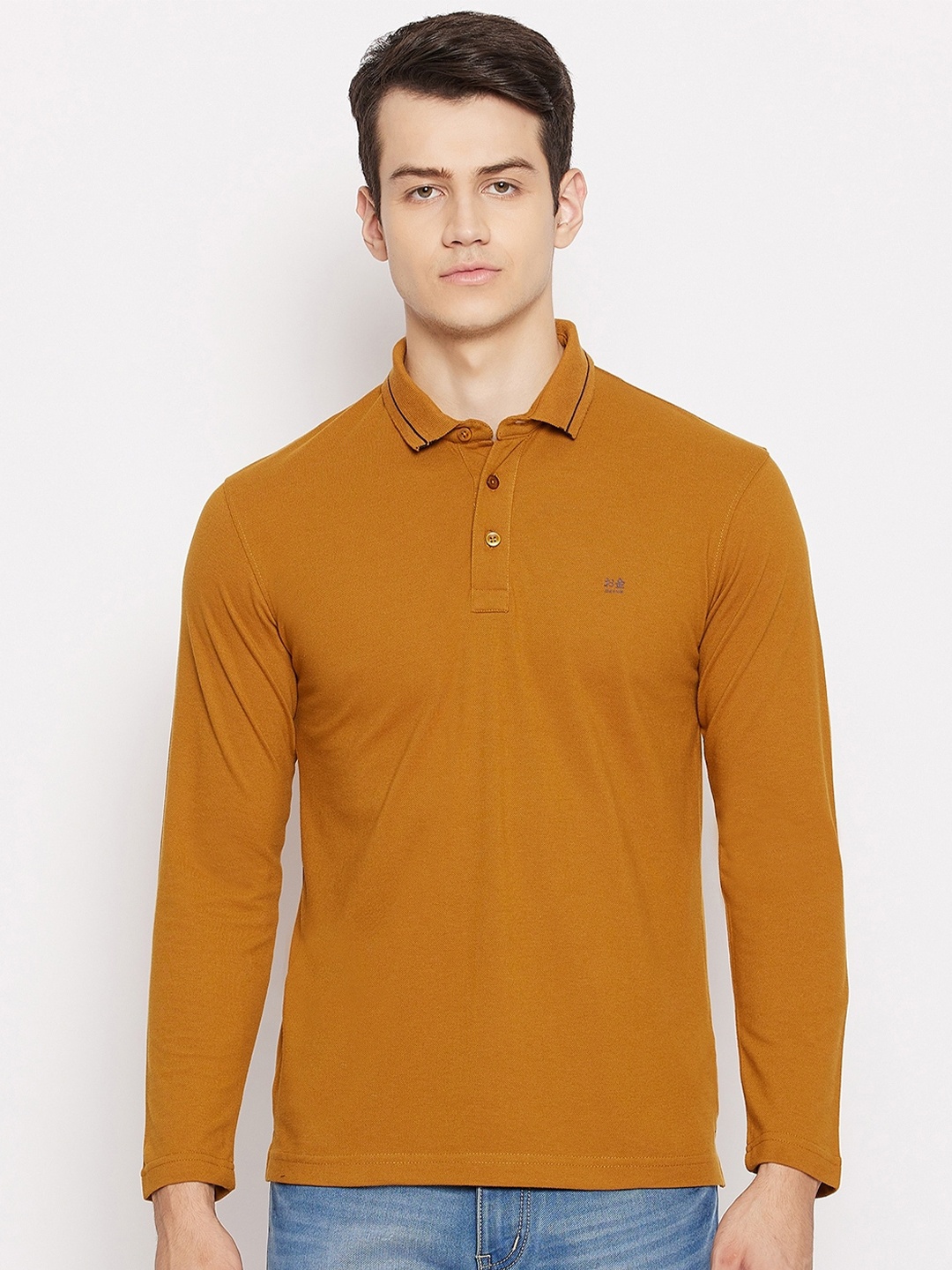 

Okane Men Tan Polo Collar T-shirt