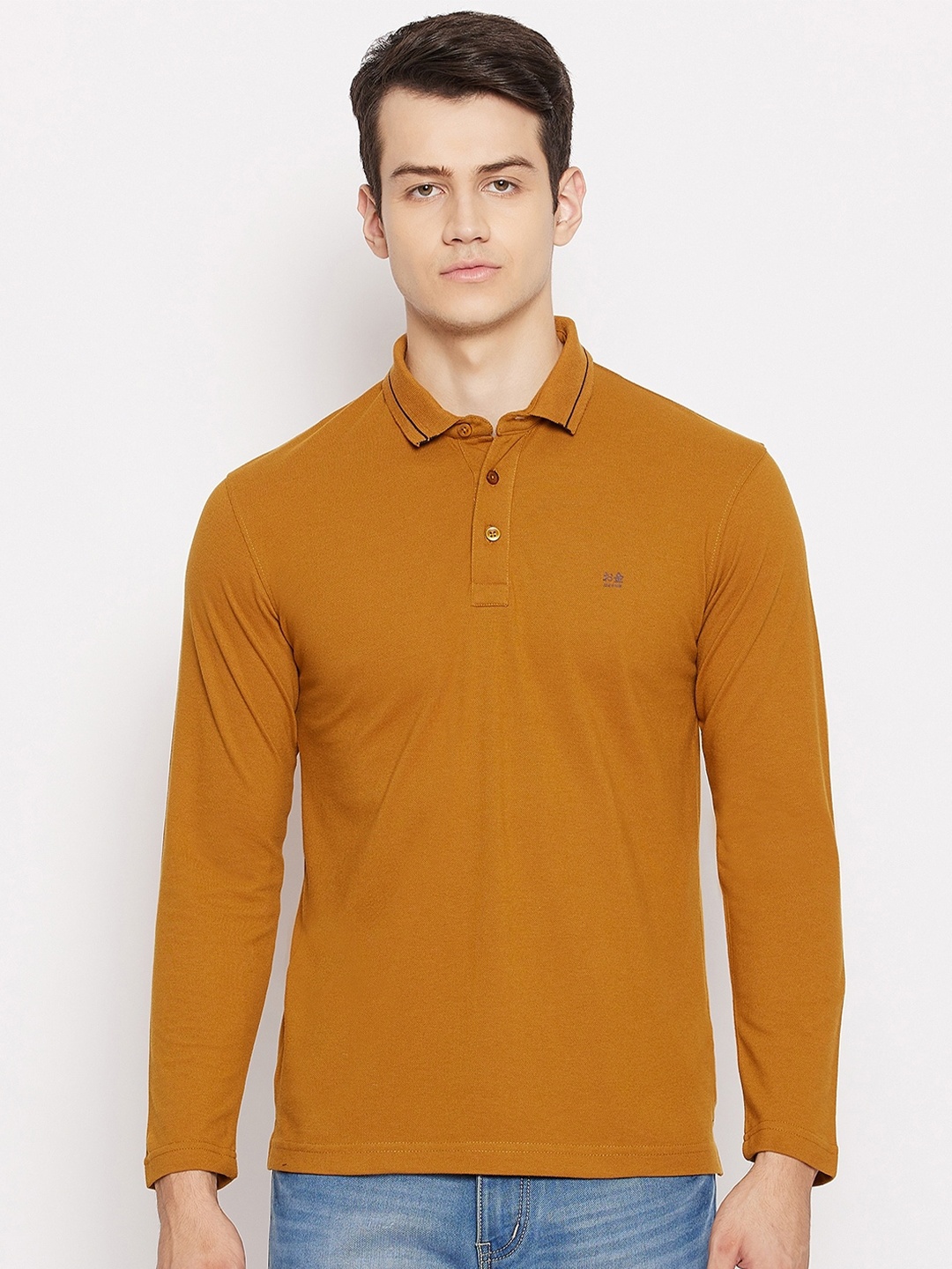 

Okane Men Tan Polo Collar T-shirt