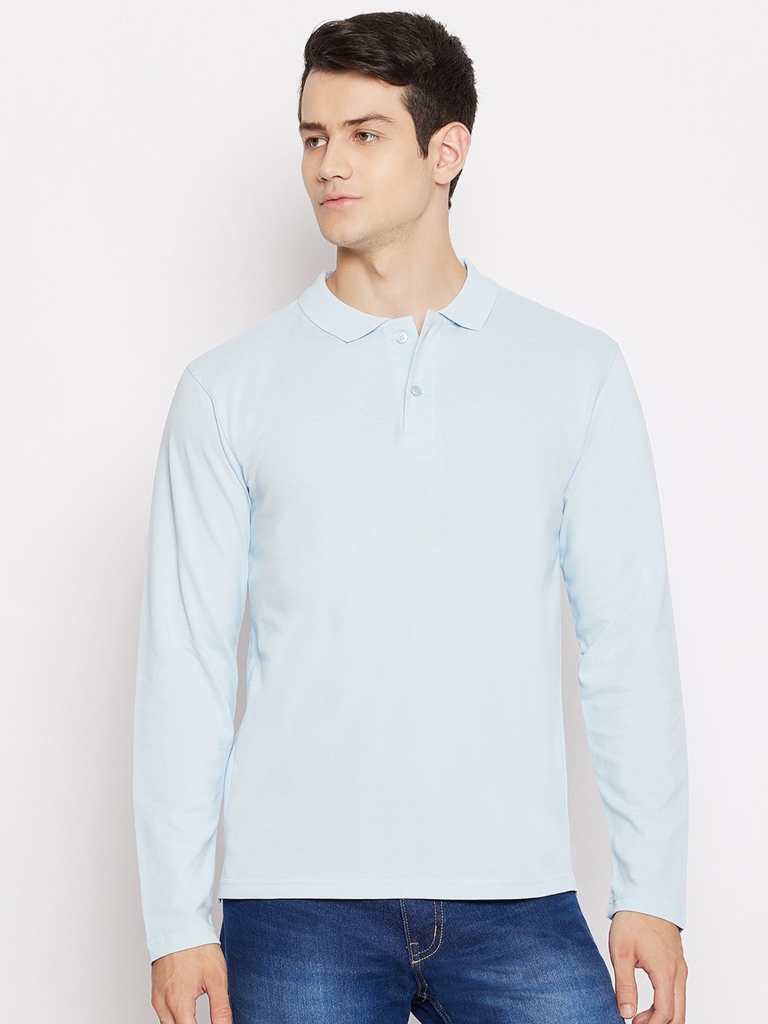 

Okane Men Blue Polo Collar T-shirt