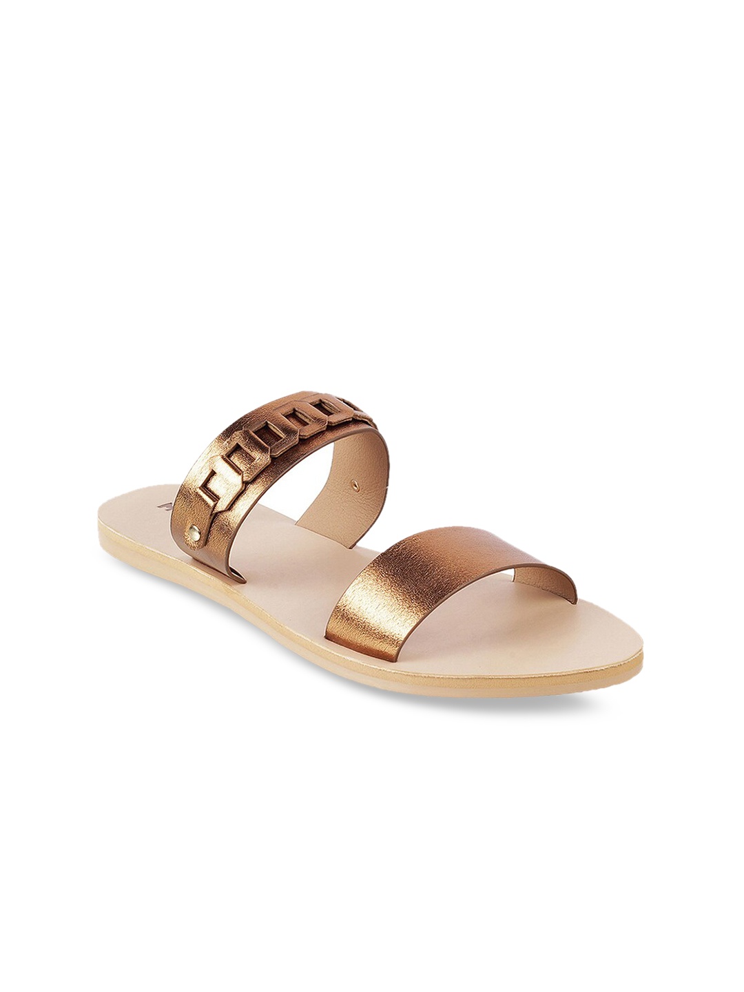 

Mochi Women Gold-Toned Open Toe Flats