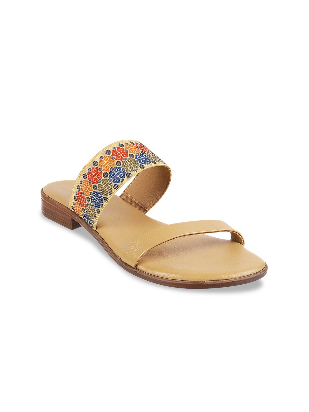 

Mochi Women Beige & Pink Ethnic Open Toe Flats