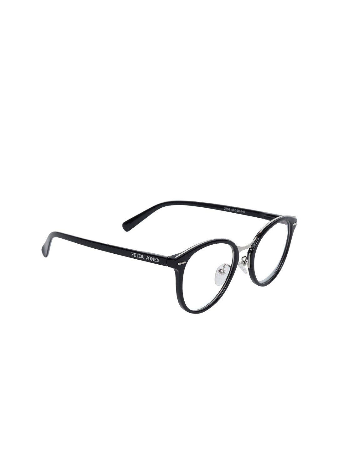 

Peter Jones Eyewear Unisex Black & Silver-Toned Full Rim Cateye Frames