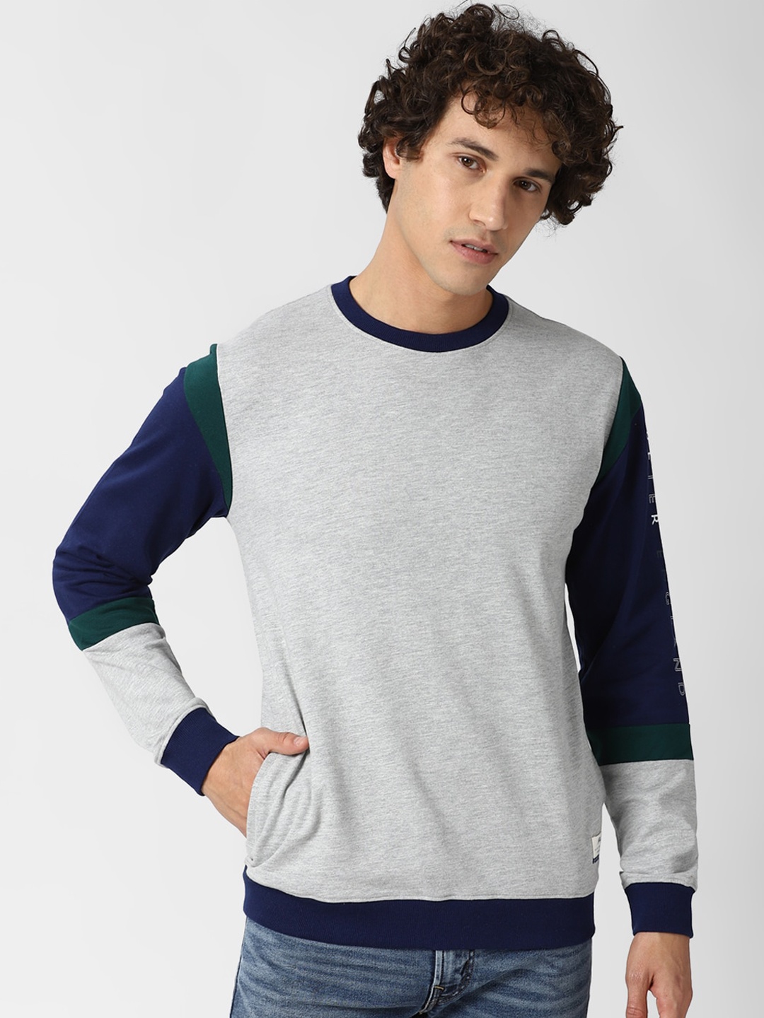 

Peter England Casuals Men Grey Sweatshirt