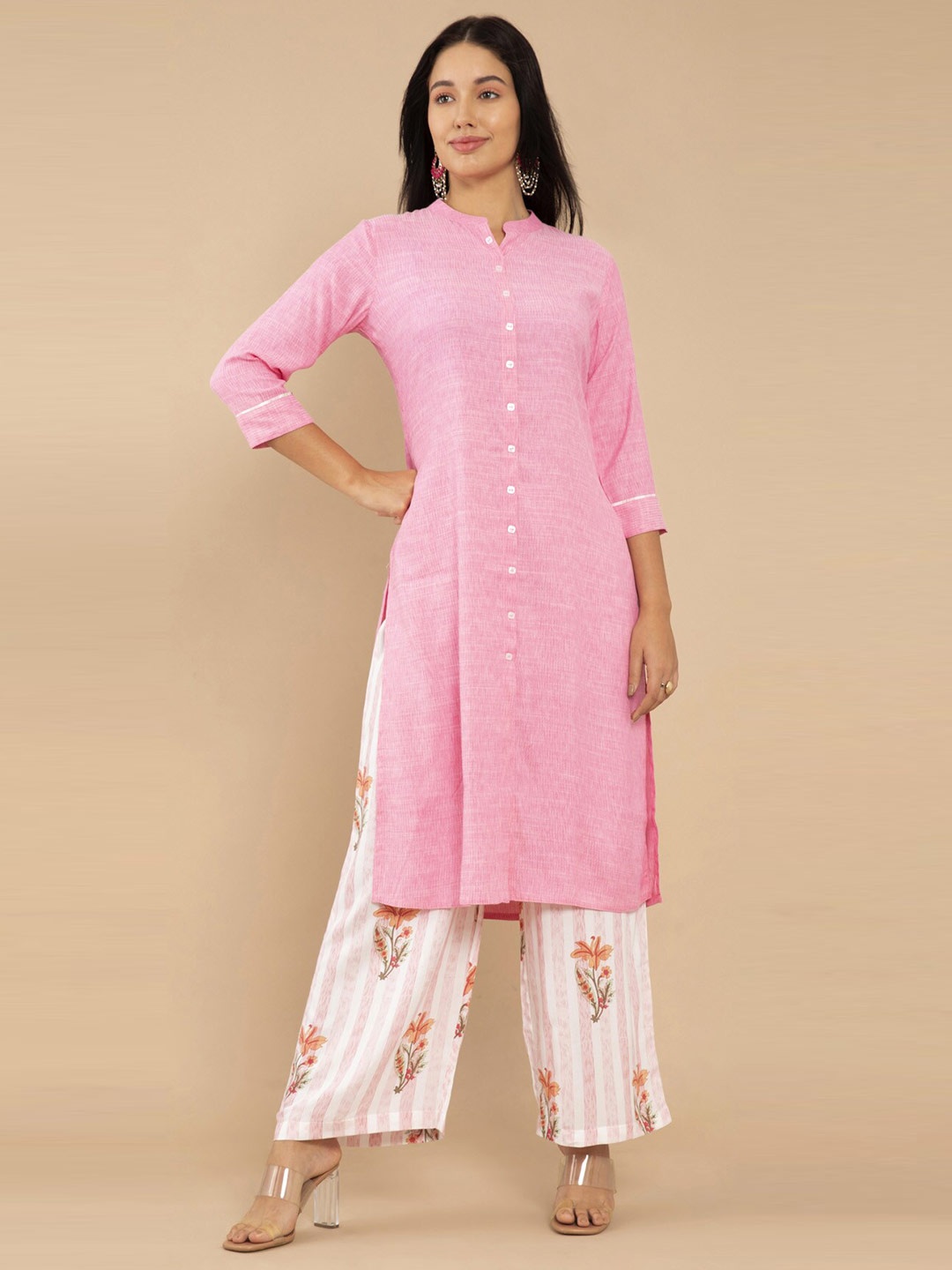 

Soch Women Pink Crepe Kurta