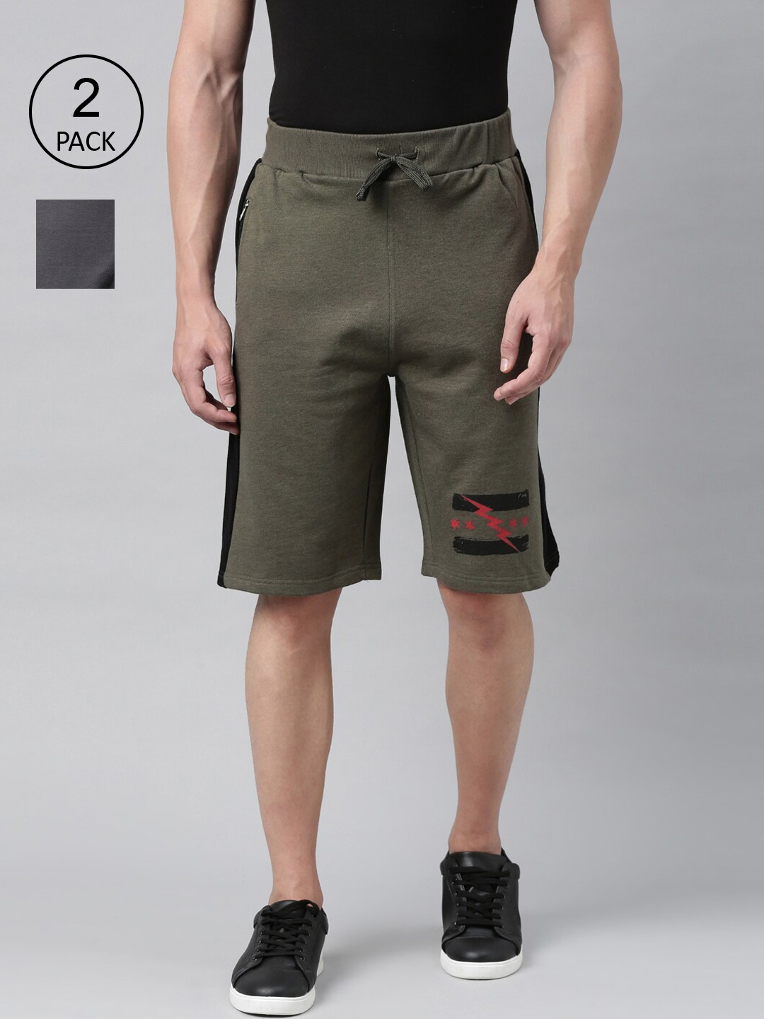 

Kryptic Men Pack Of 2 Sports Shorts, Olive