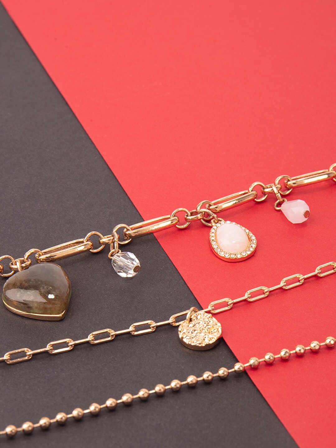 

Lilly & sparkle Women Set of 3 Gold-Plated & White Charm Bracelets