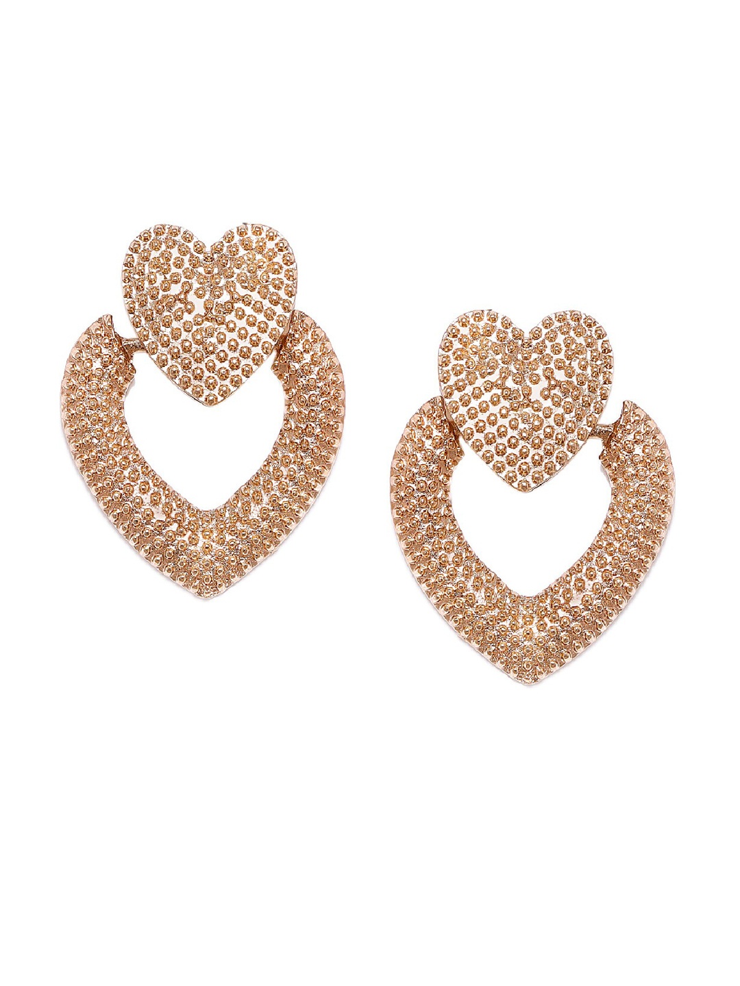 

OOMPH Gold-Plated Gold-Toned Heart Shaped Drop Earrings