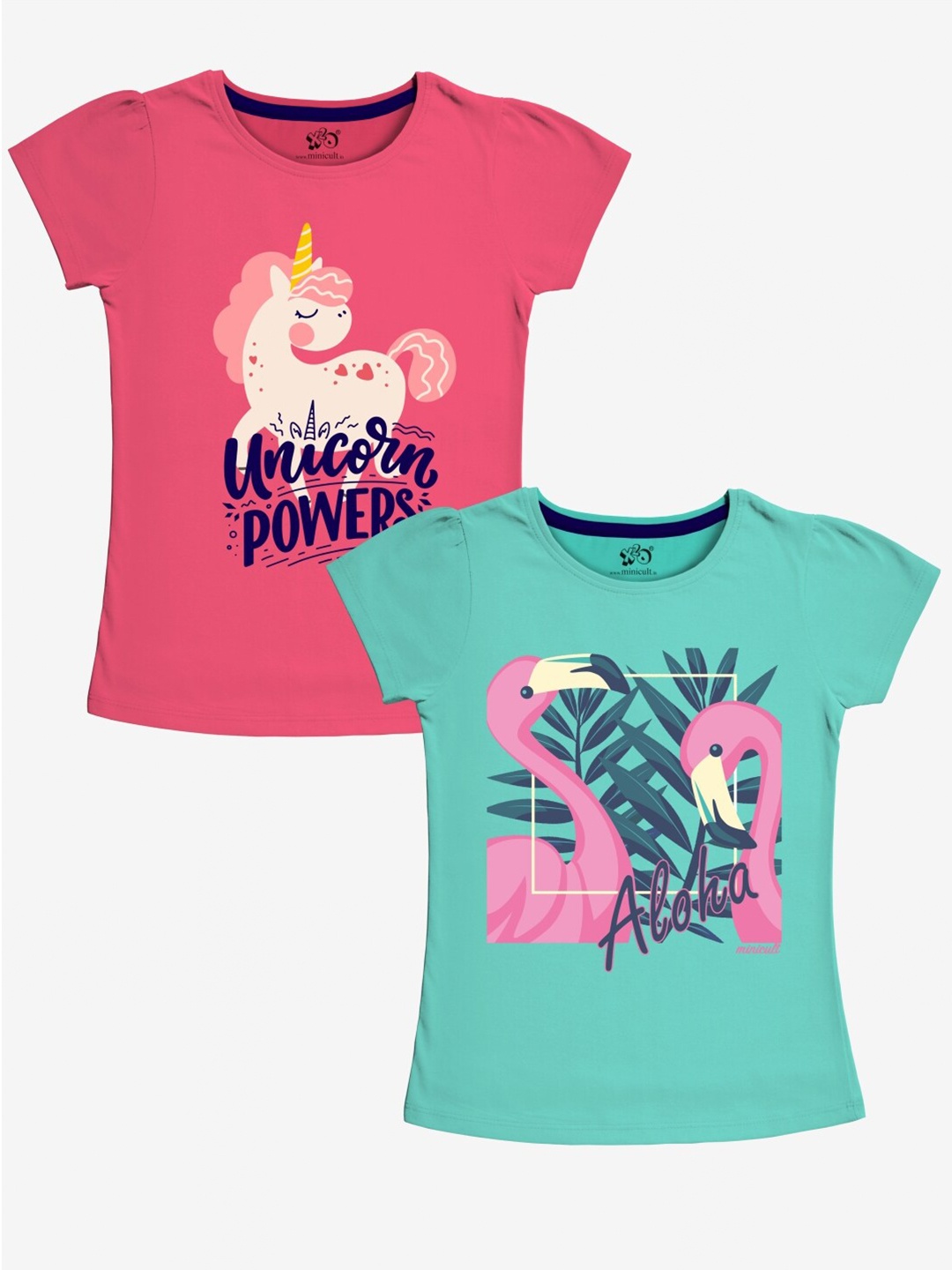 

x2o Girls Set-2 Pink& Green Printed T-shirt