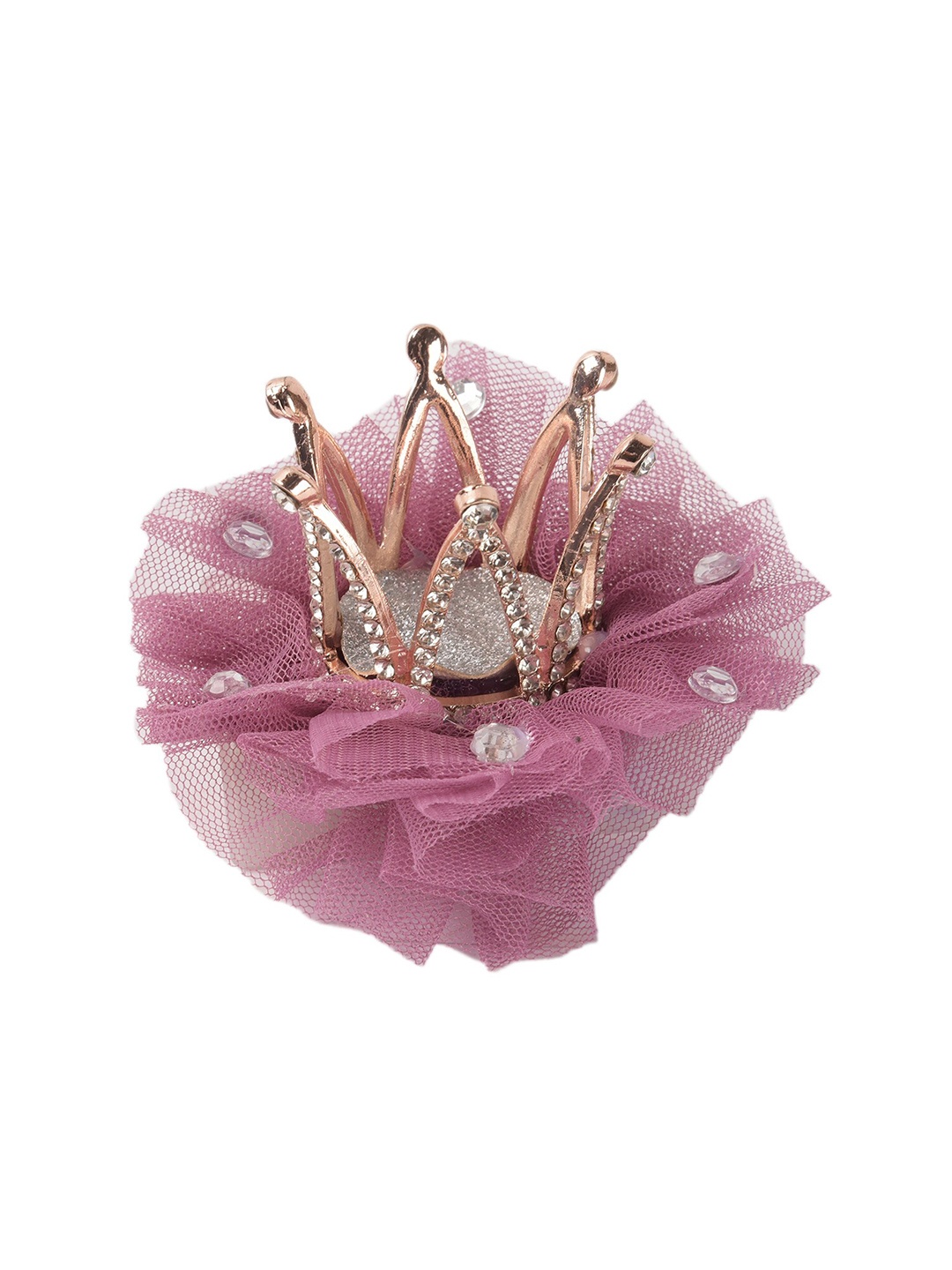

Yellow Bee Girls Mauve & Silver Embellished Crown Hair Clip