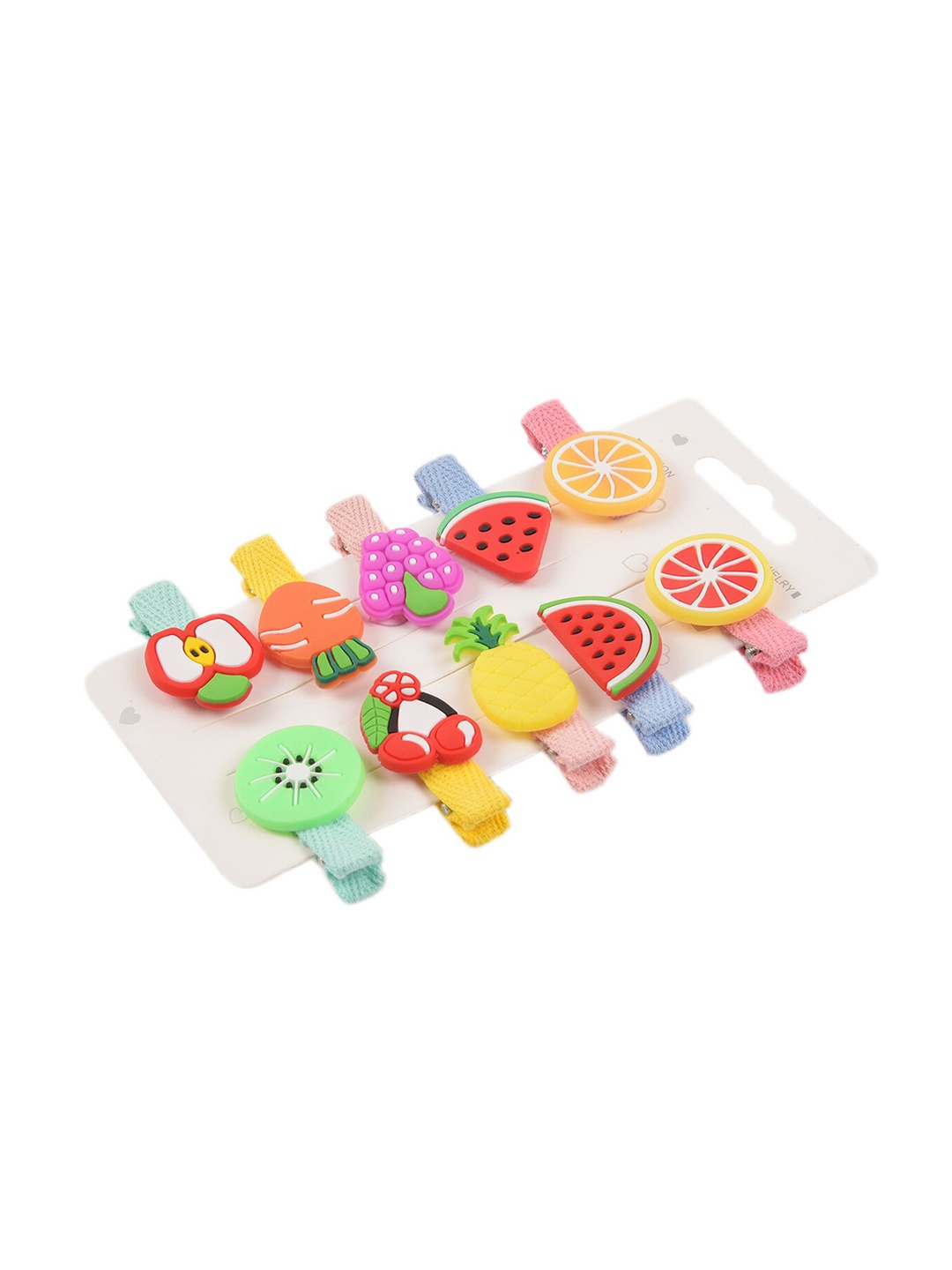 

Yellow Bee Girls Set Of 10 Multicoloured Hair Clips, Multi