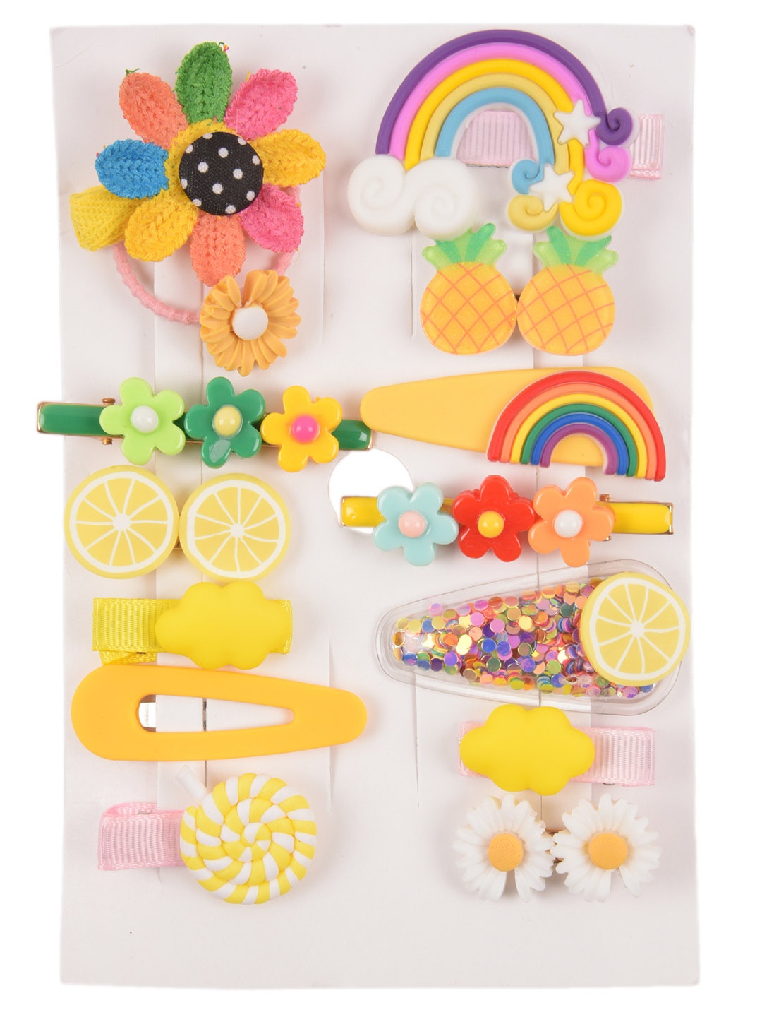 

Yellow Bee Girls Yellow & Pink Set of 14 Embellished Hair Accessory