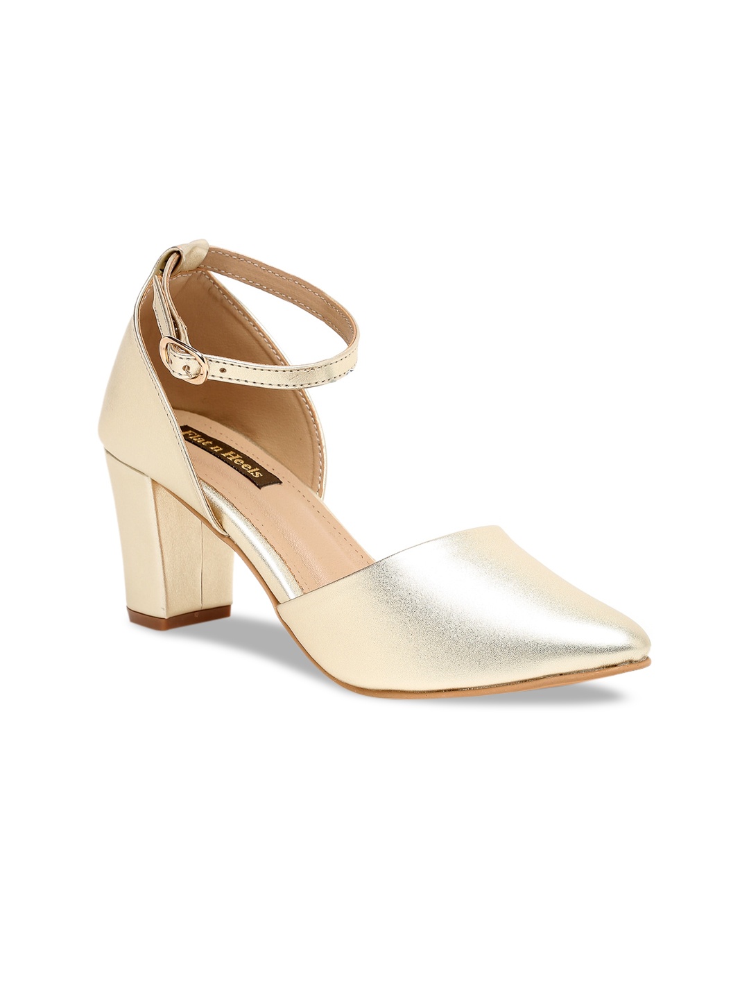

Flat n Heels Gold-Toned Block Pumps