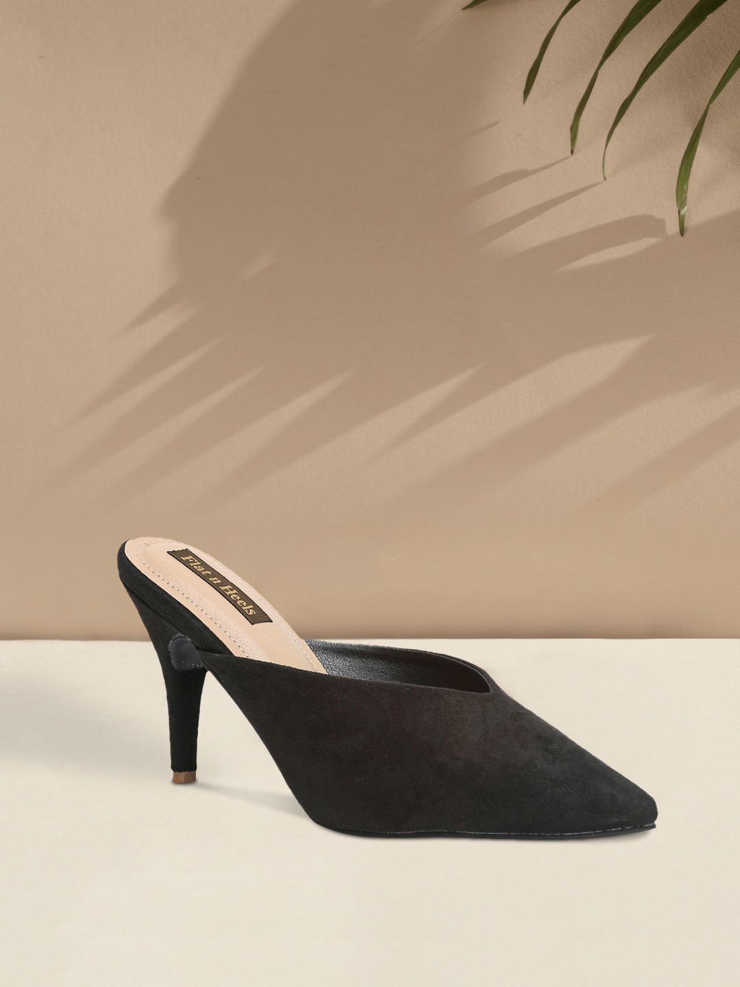 

Flat n Heels Women Black Suede Mules