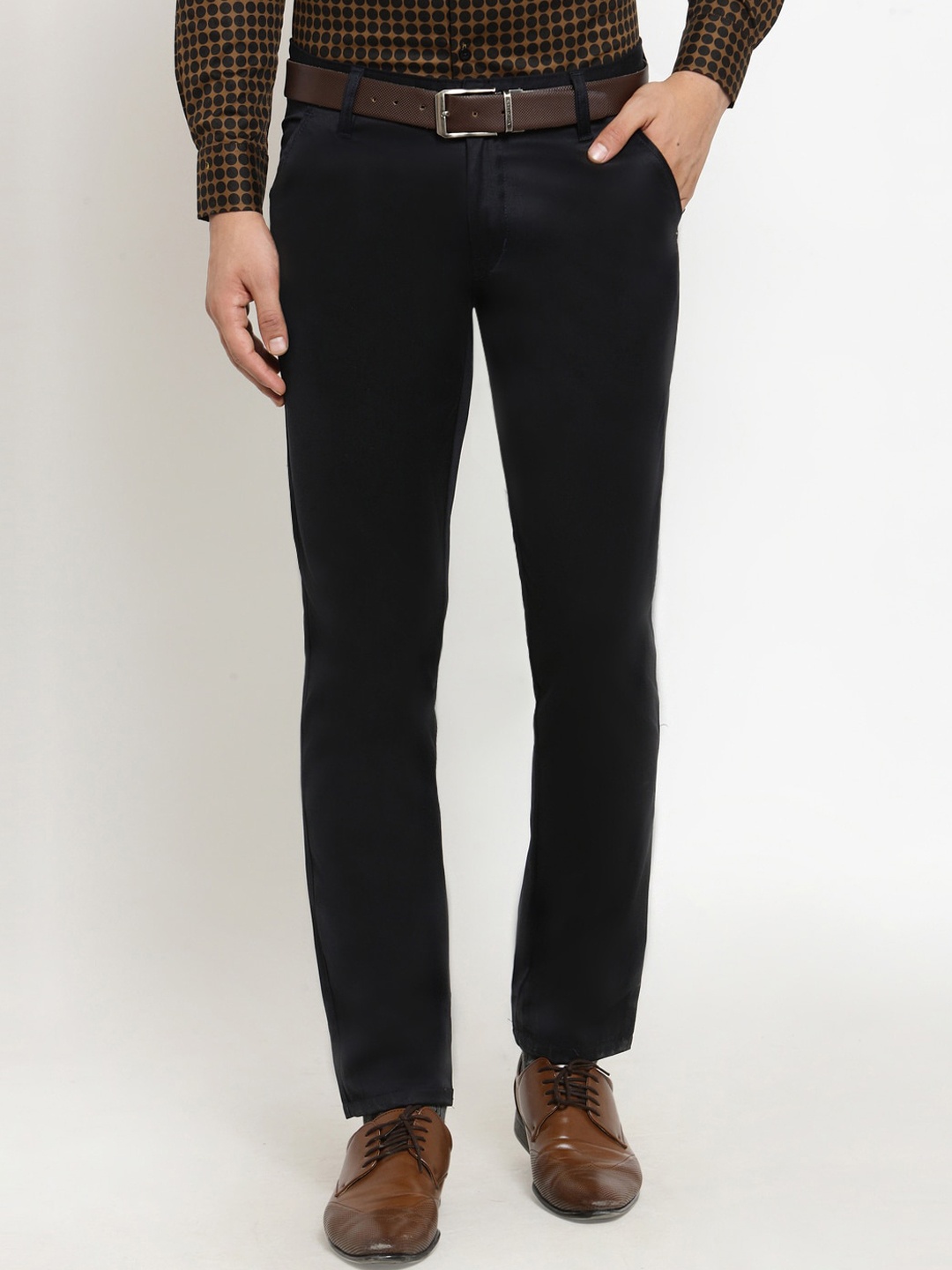 

JAINISH Men Black Tapered Fit Formal Trousers