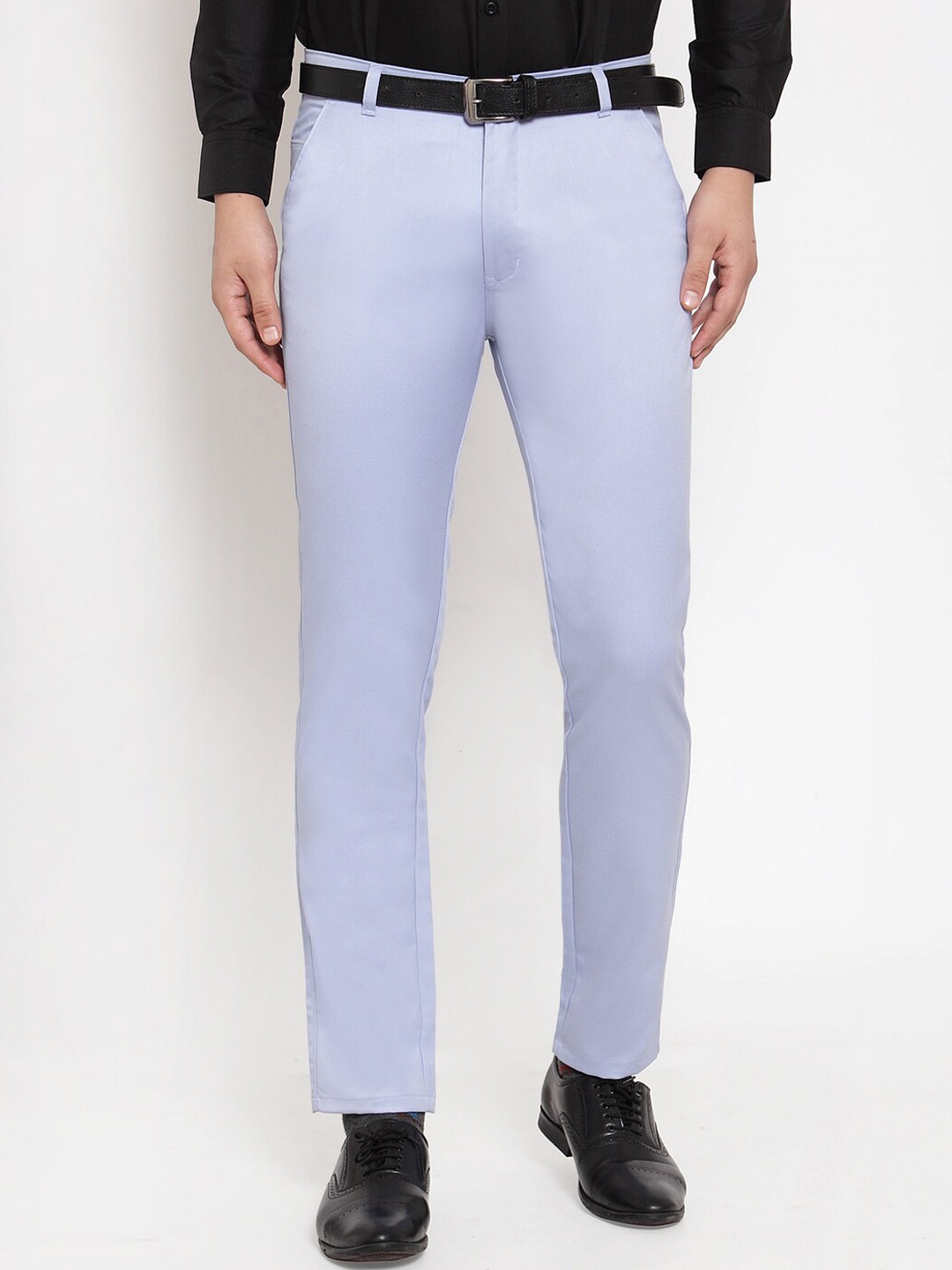 

JAINISH Men Blue Tapered Fit Formal Trousers