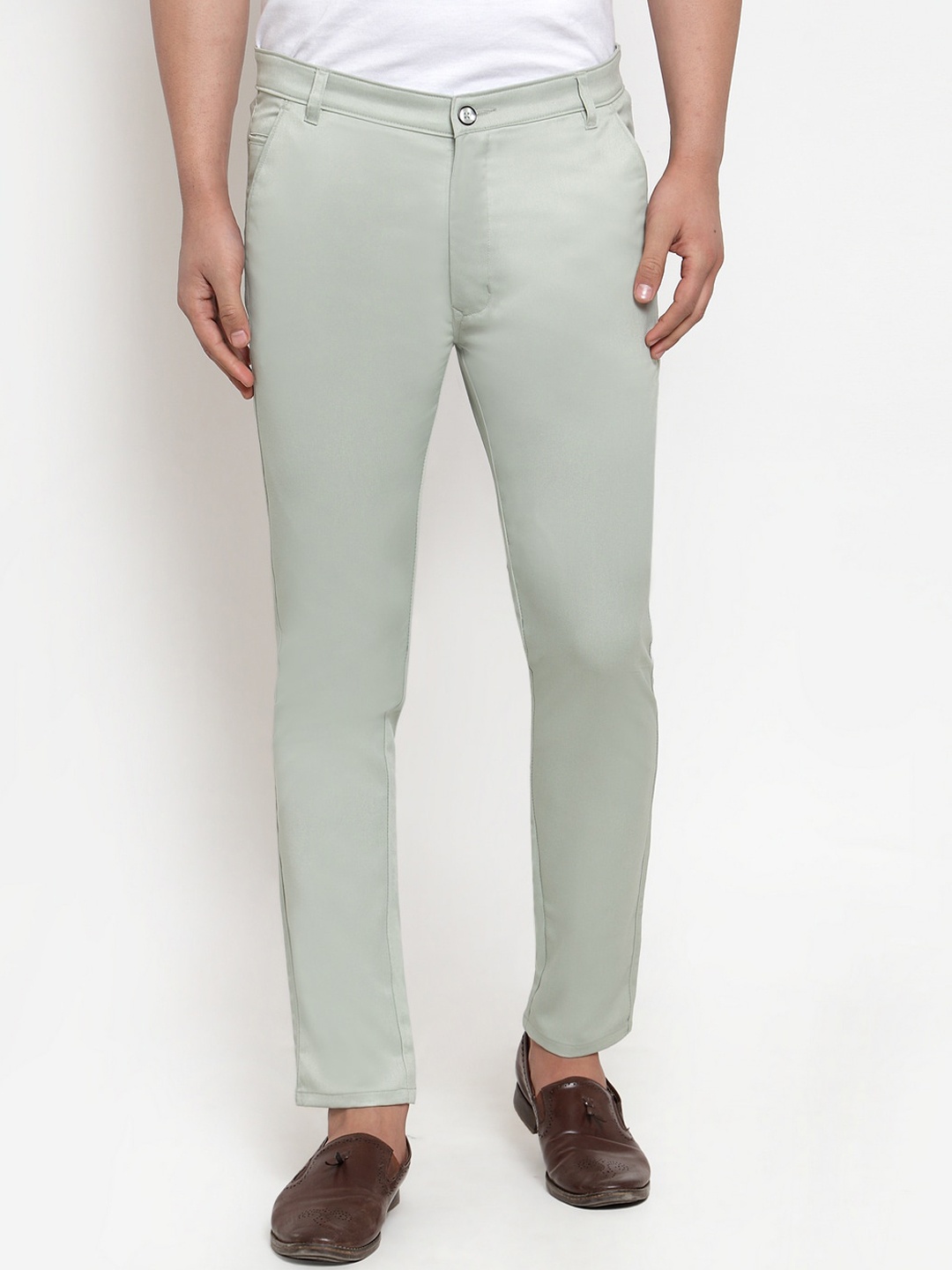 

JAINISH Men Green Tapered Fit Trousers
