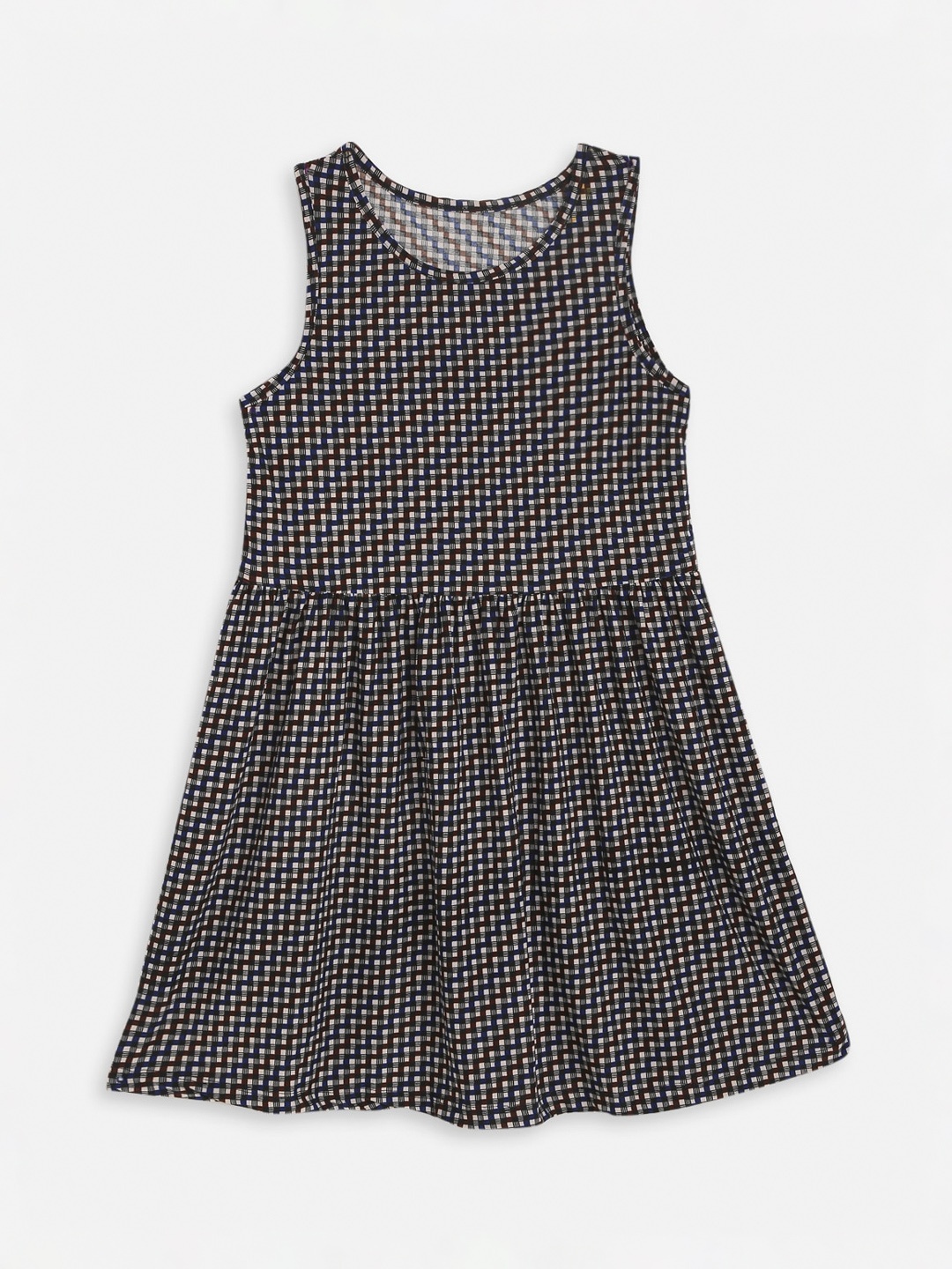 

YK Girls Black & Red Checked Fit and Flared Dress
