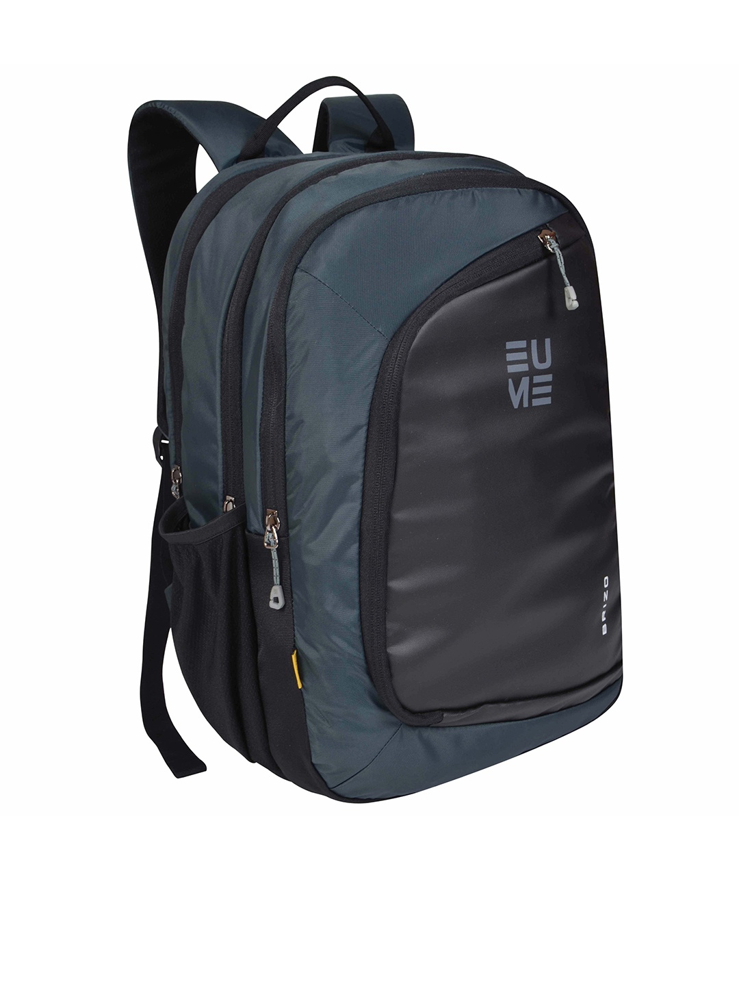 

EUME Unisex Grey & Black Solid Nylon Backpack