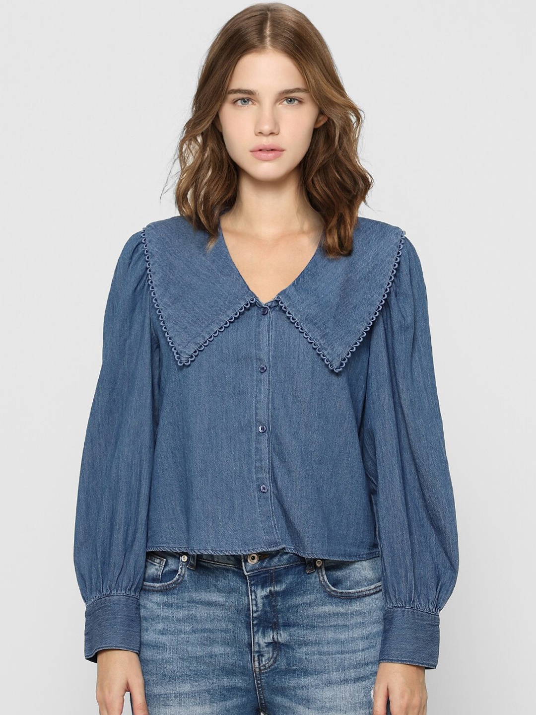

ONLY Women Blue Opaque Casual Shirt