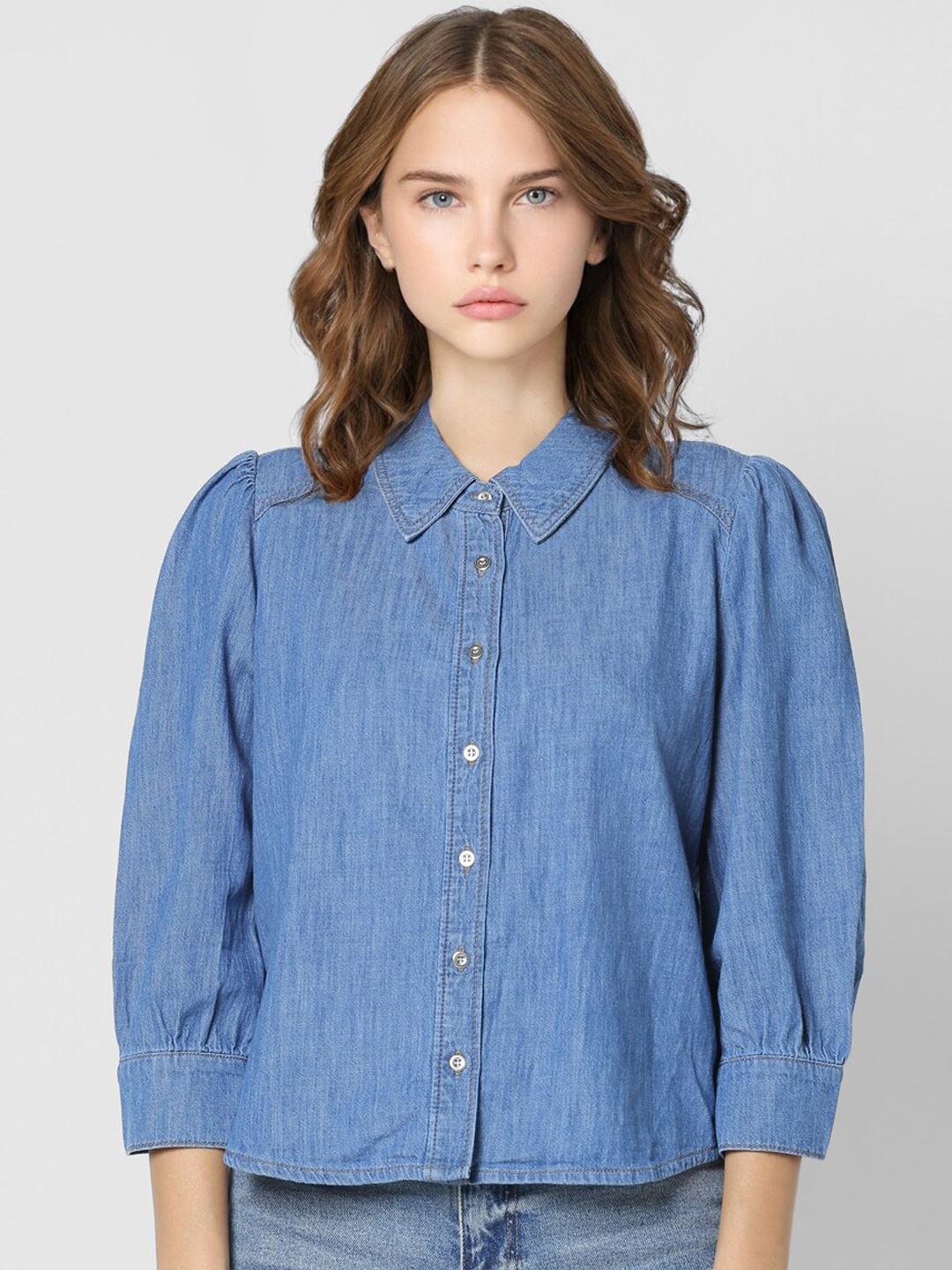 

ONLY Women Blue Opaque Casual Shirt