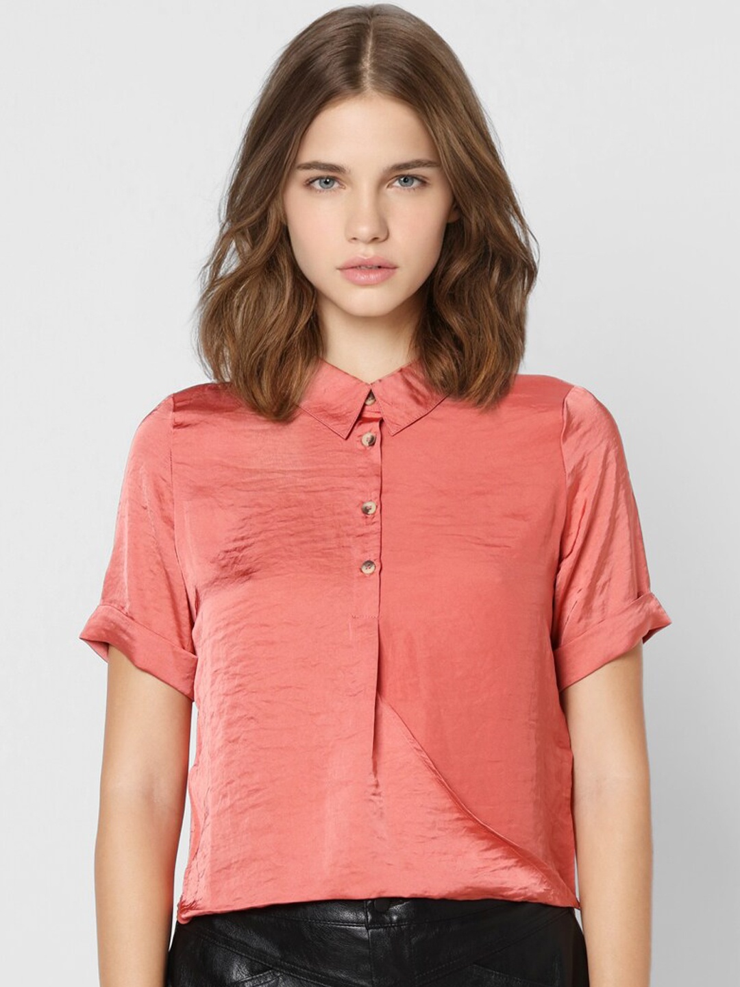 

ONLY Women Red Opaque Casual Shirt