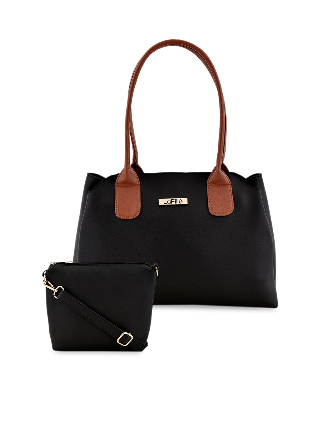 

LaFille Pack-2 Women Black PU Structured Shoulder Bag