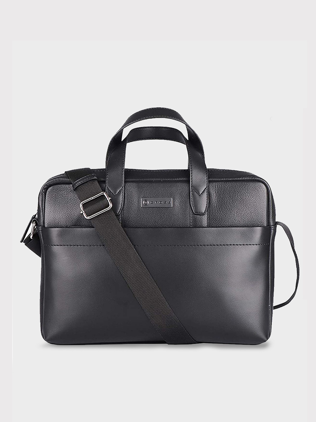 

Cross Men Black Solid PU Leather Laptop Messenger Bag