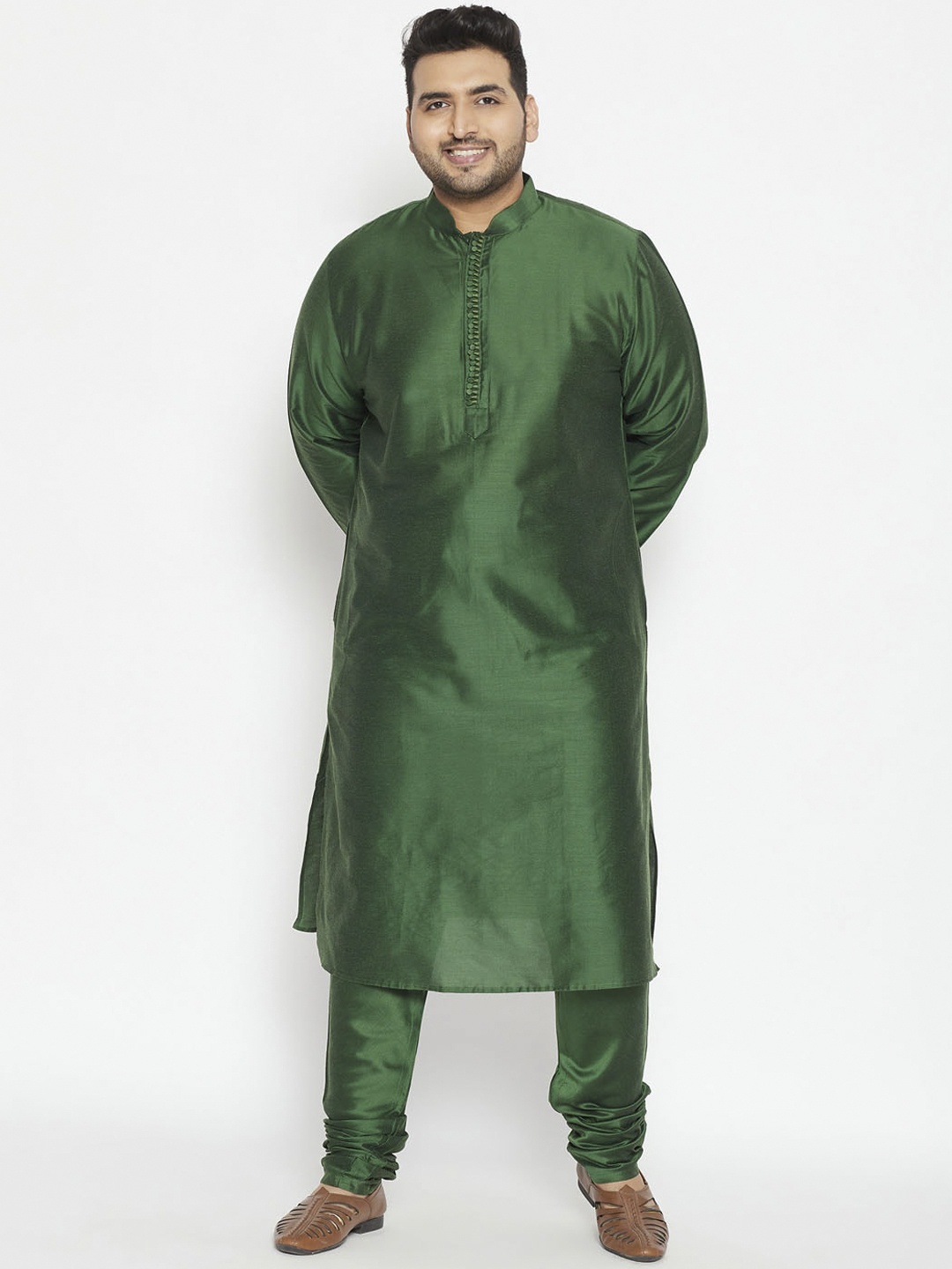 

VASTRAMAY Men Green Regular Kurta with Pyjamas