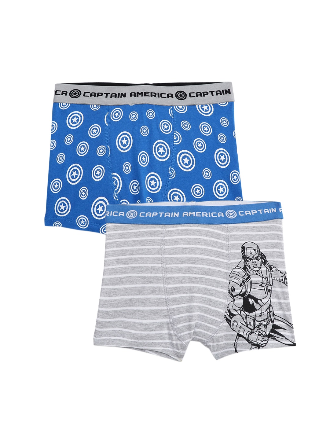 

Charm n Cherish Boys Pack of 2 Grey & White Printed Trunks BDTR1, Blue