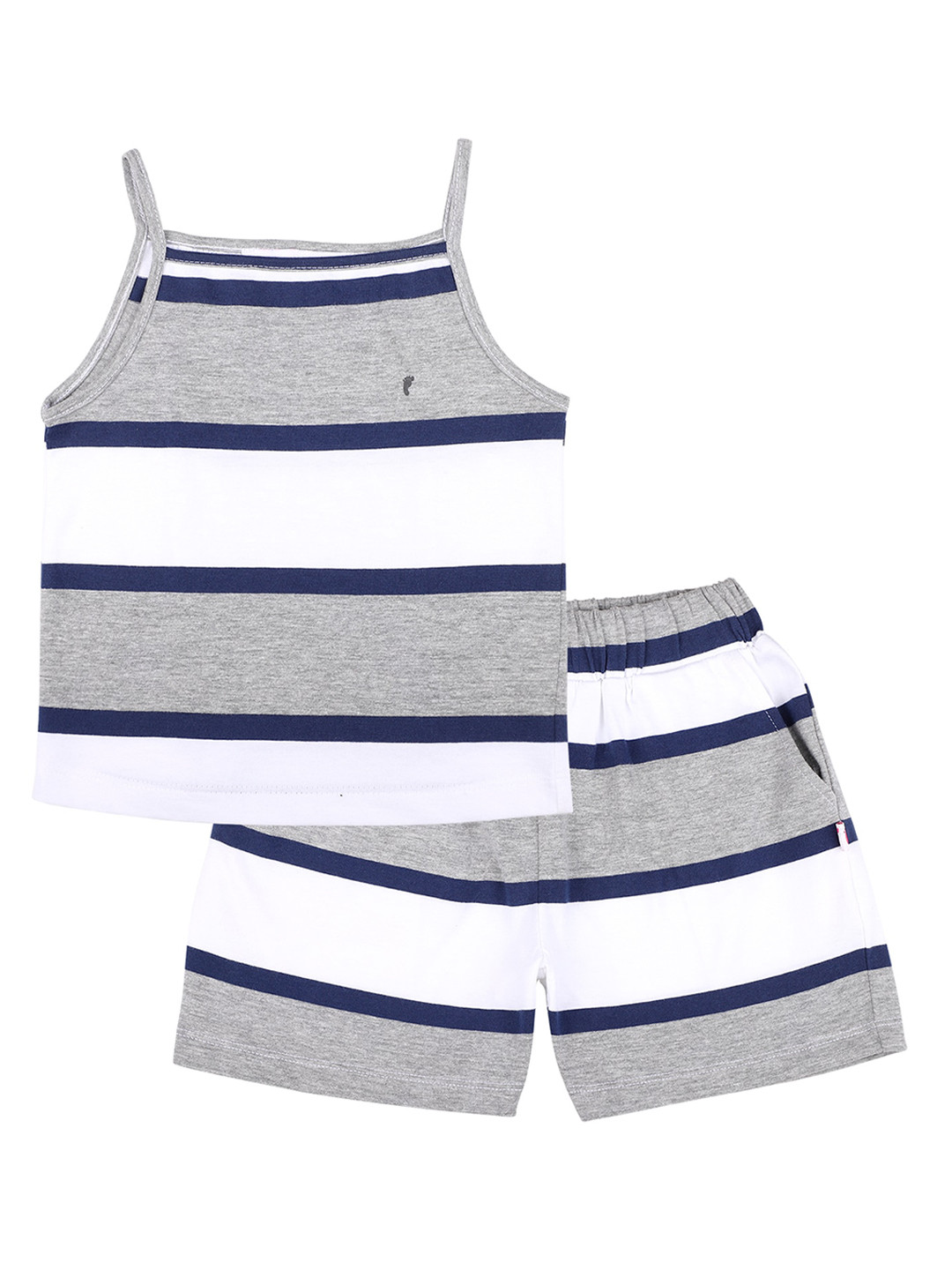 

First Kick Girls Grey & Navy Blue Printed Night Suit