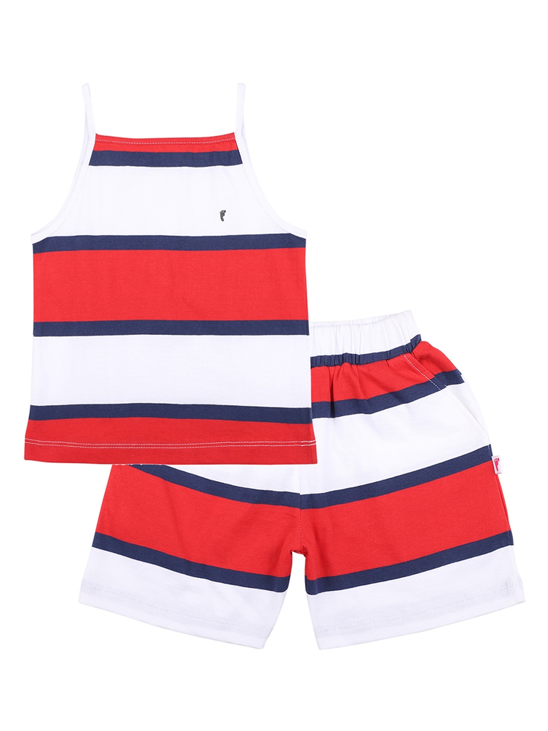 

First Kick Girls Red & White Printed Organic Cotton Night Suit