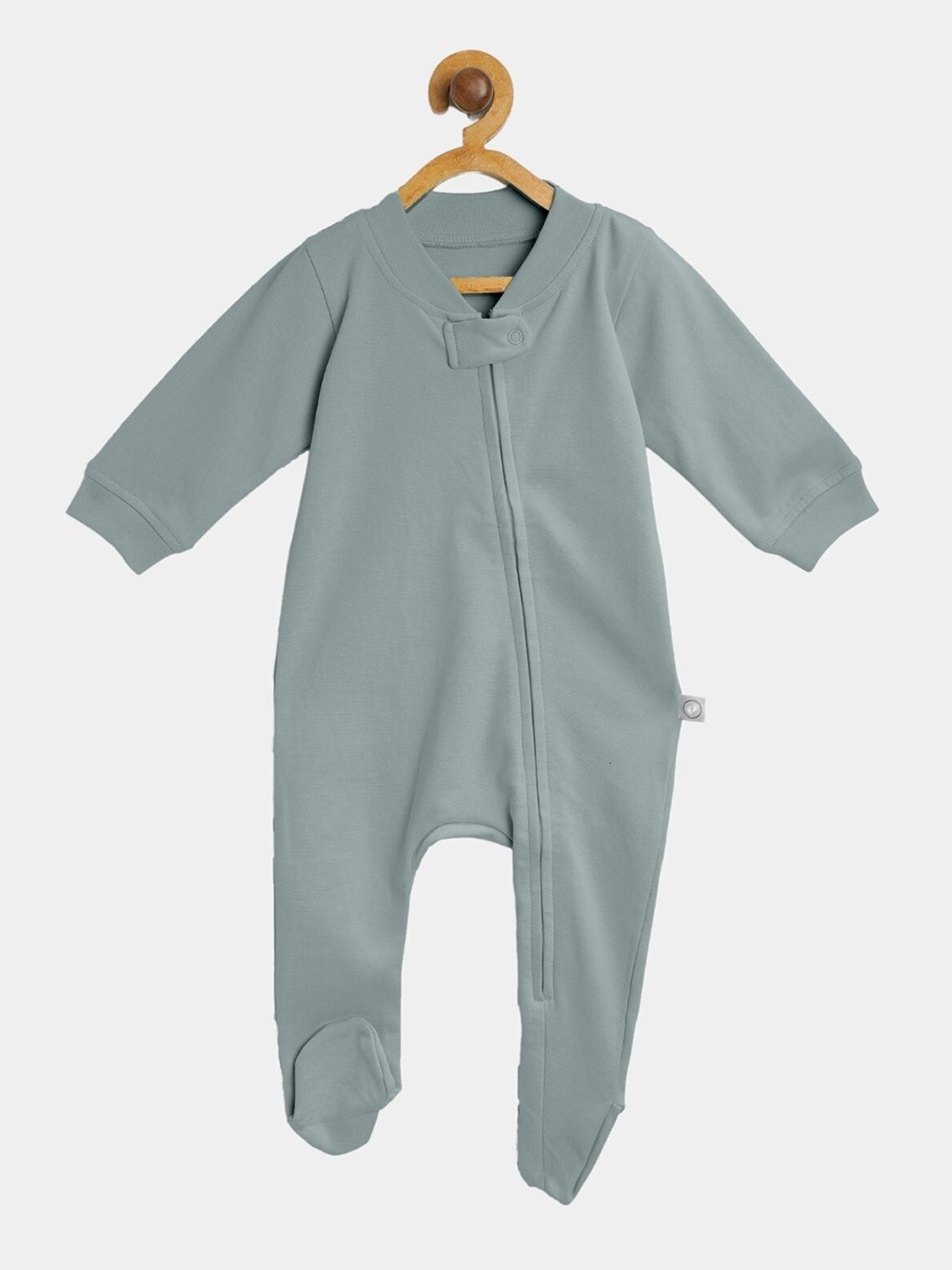 

cherrytoes Kids-Unisex Grey Solid Cotton Zipped Sleepsuit