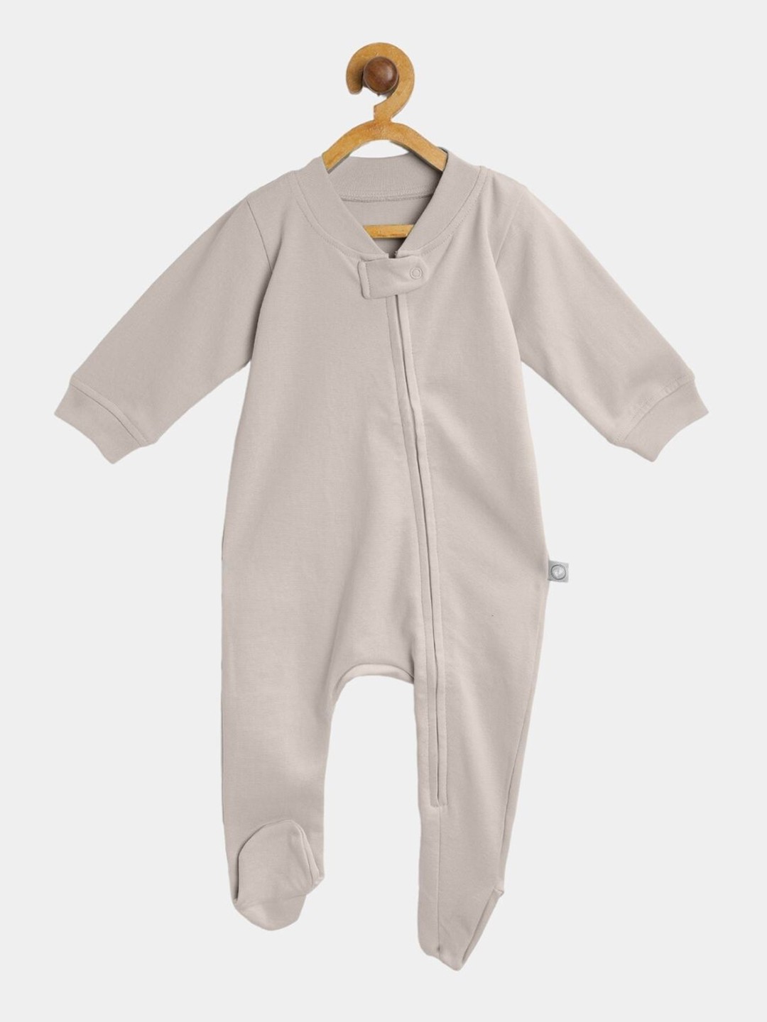 

cherrytoes Kids Cream-Coloured Solid Pure Cotton Sleep Suit