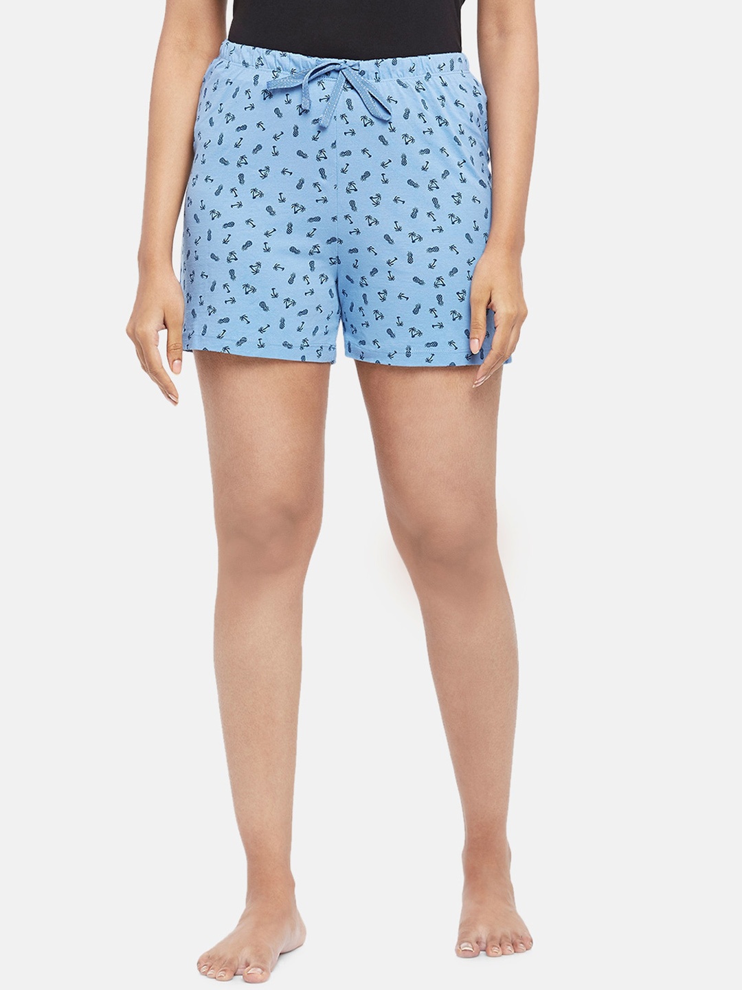 

Dreamz by Pantaloons Women Blue Printed Regular Lounge Shorts